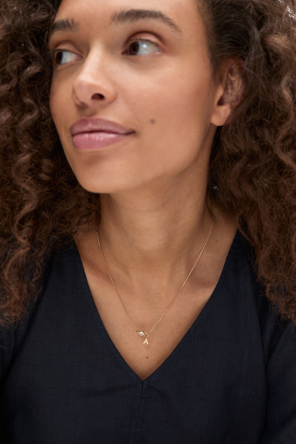 Stone Drop Initial Necklace