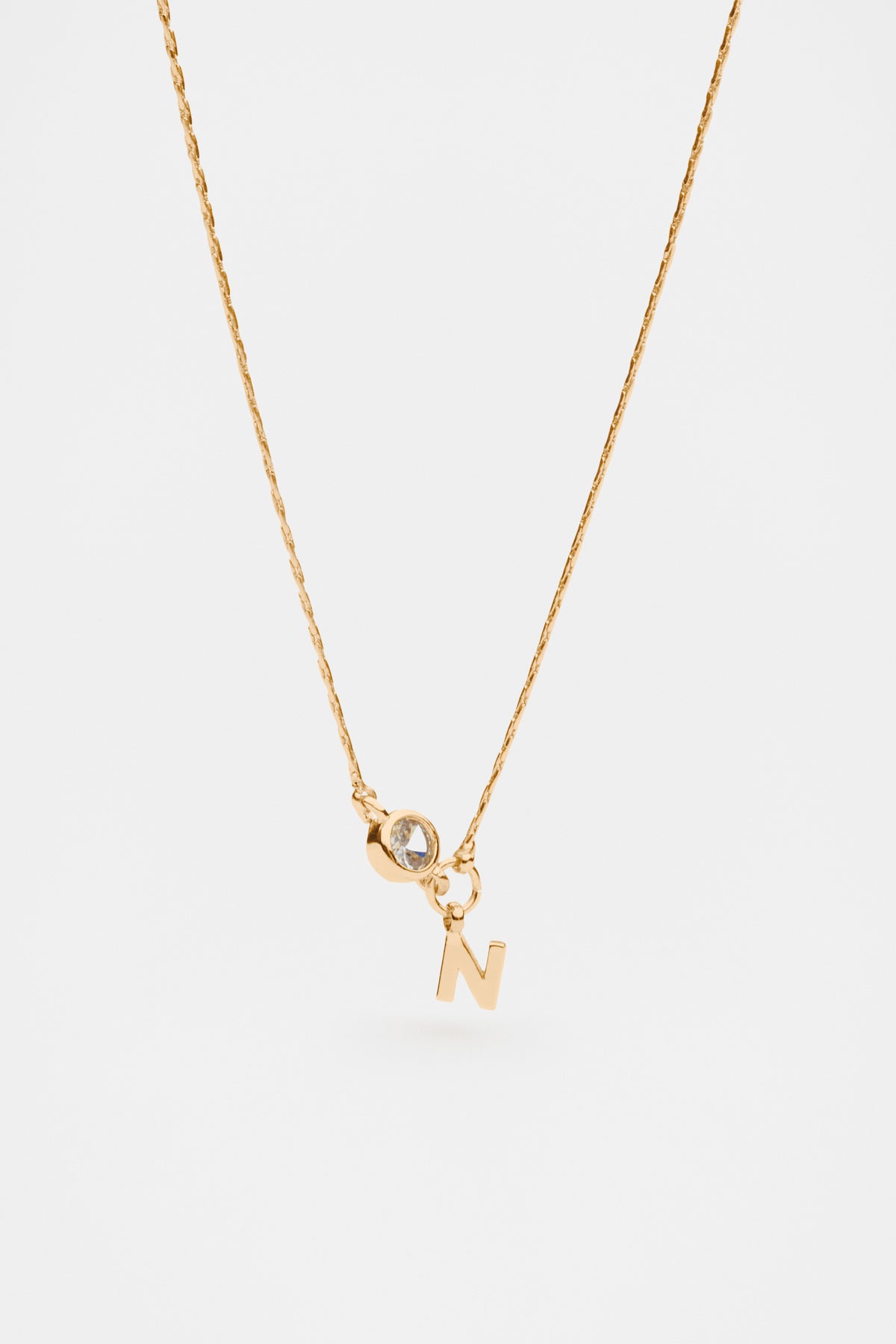Stone Drop Initial Necklace