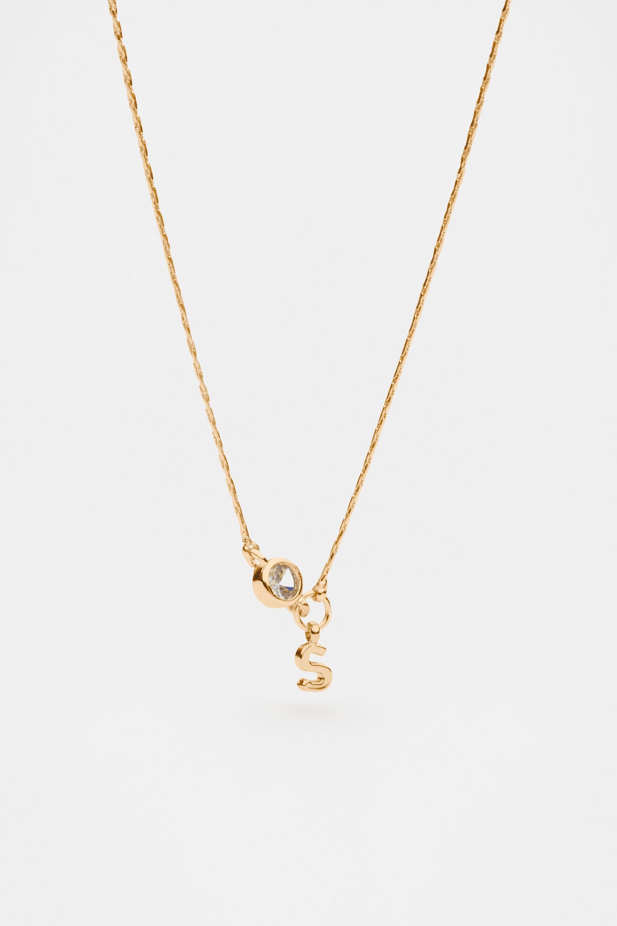 Stone Drop Initial Necklace