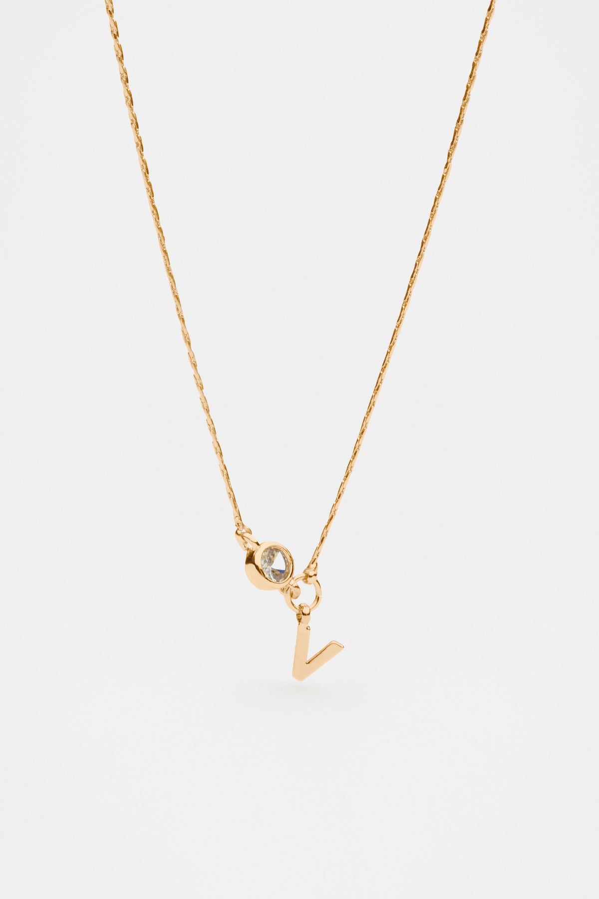 Stone Drop Initial Necklace