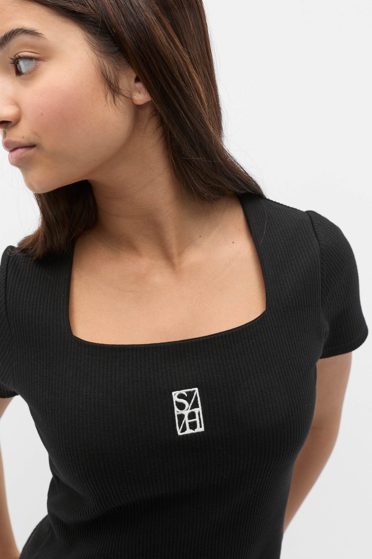 Square Neck Logo Rib Tee