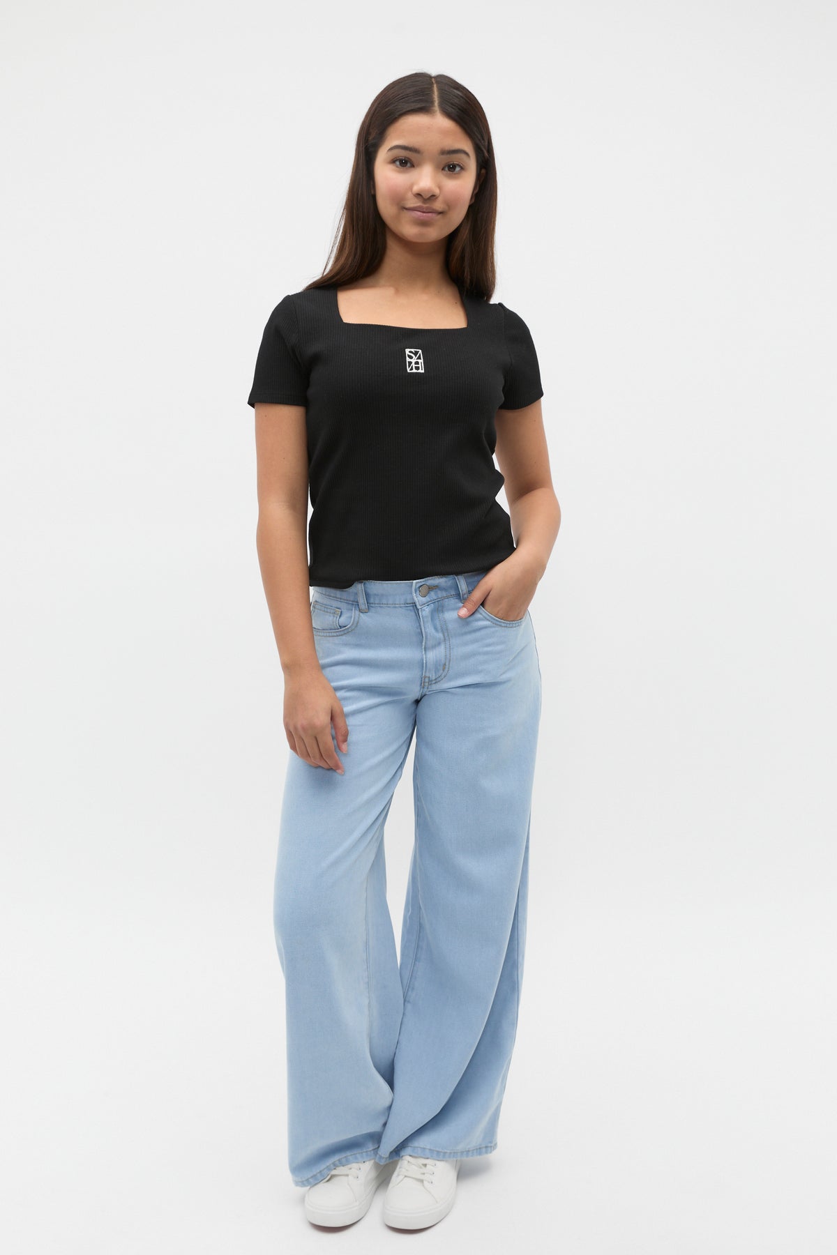 Square Neck Logo Rib Tee