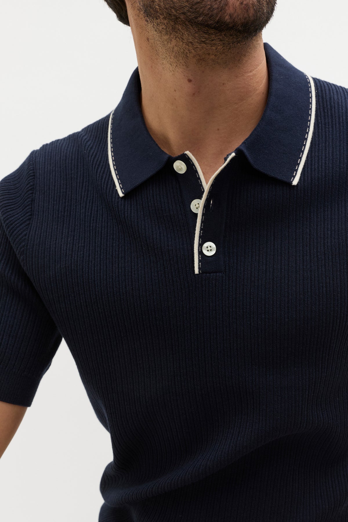Ribbed Knit Polo