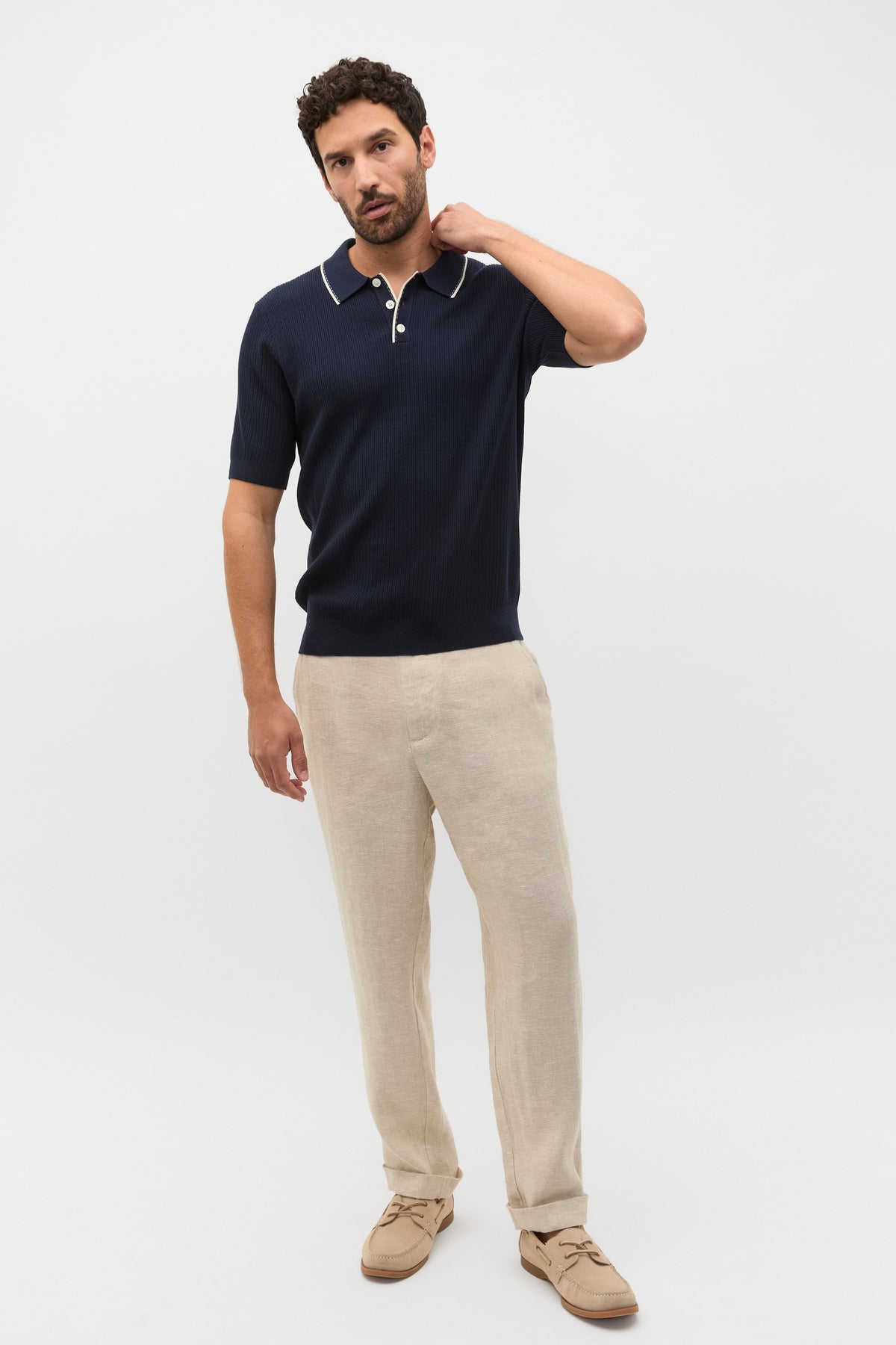 Ribbed Knit Polo