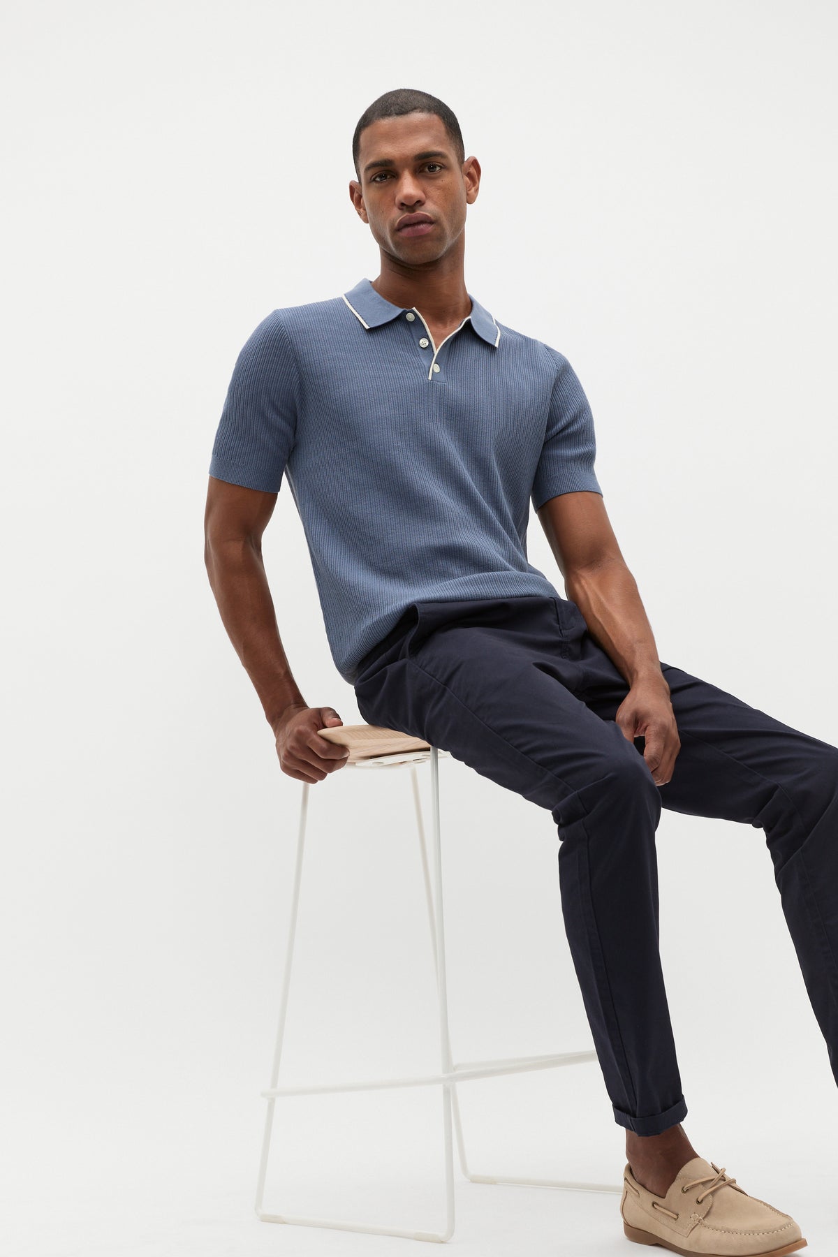 Ribbed Knit Polo