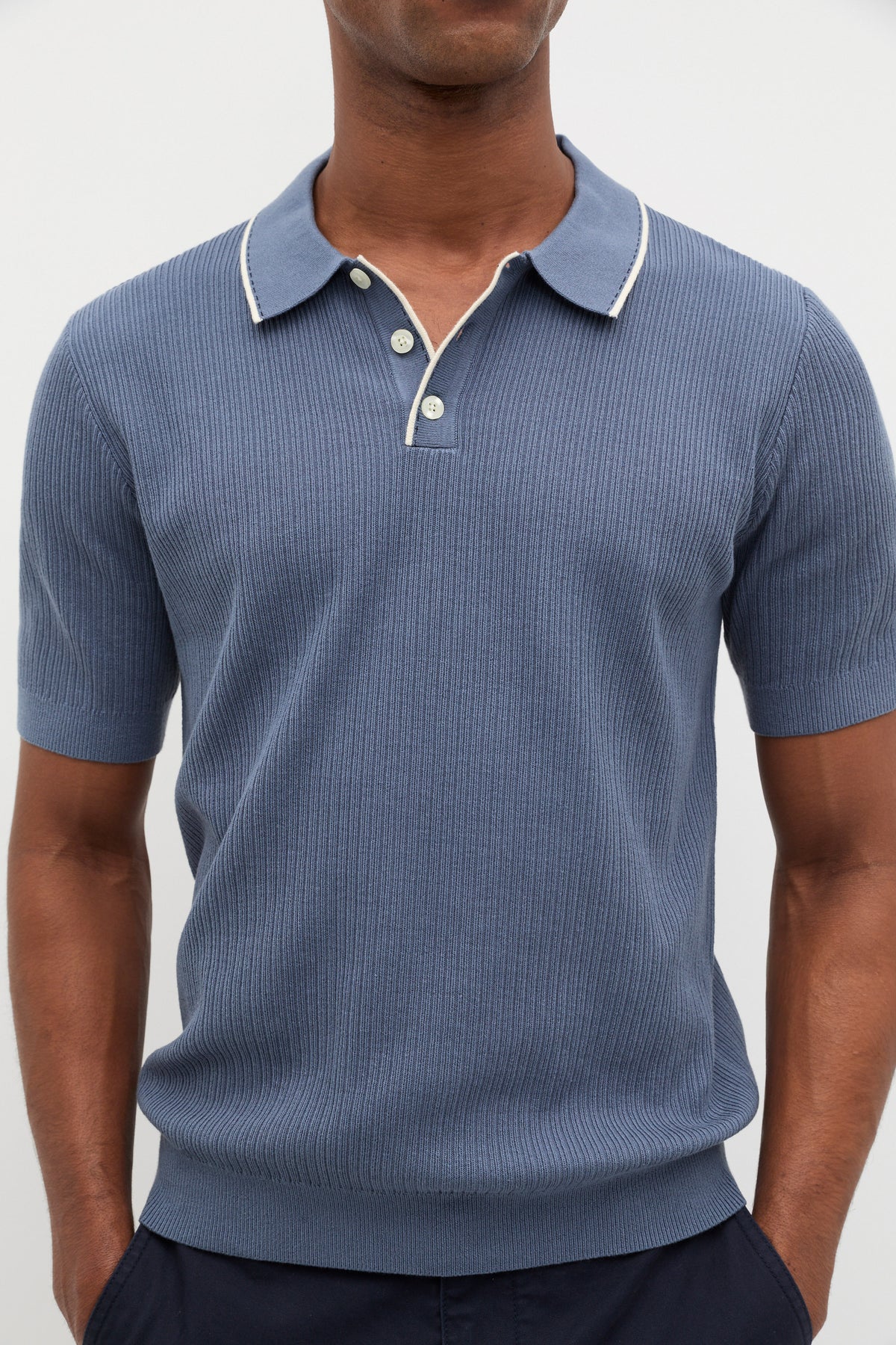 Ribbed Knit Polo
