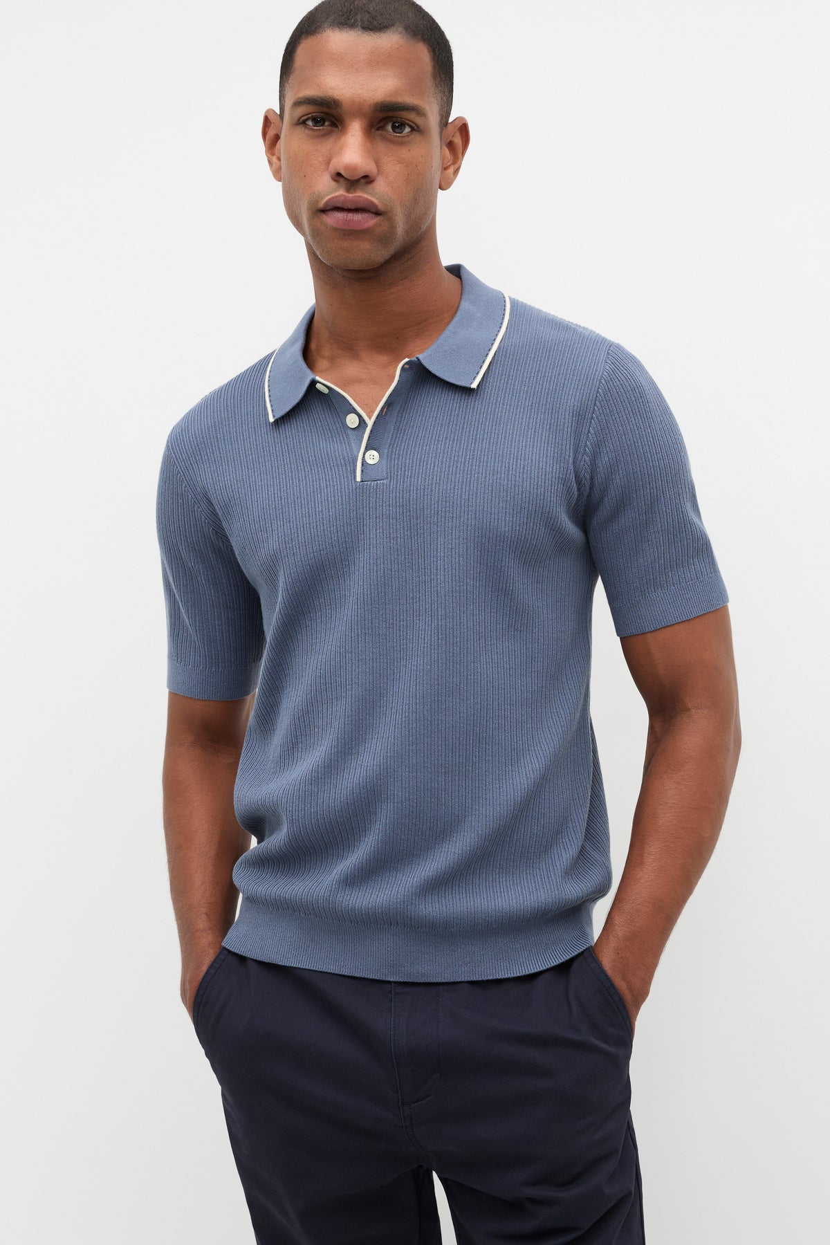 Ribbed Knit Polo