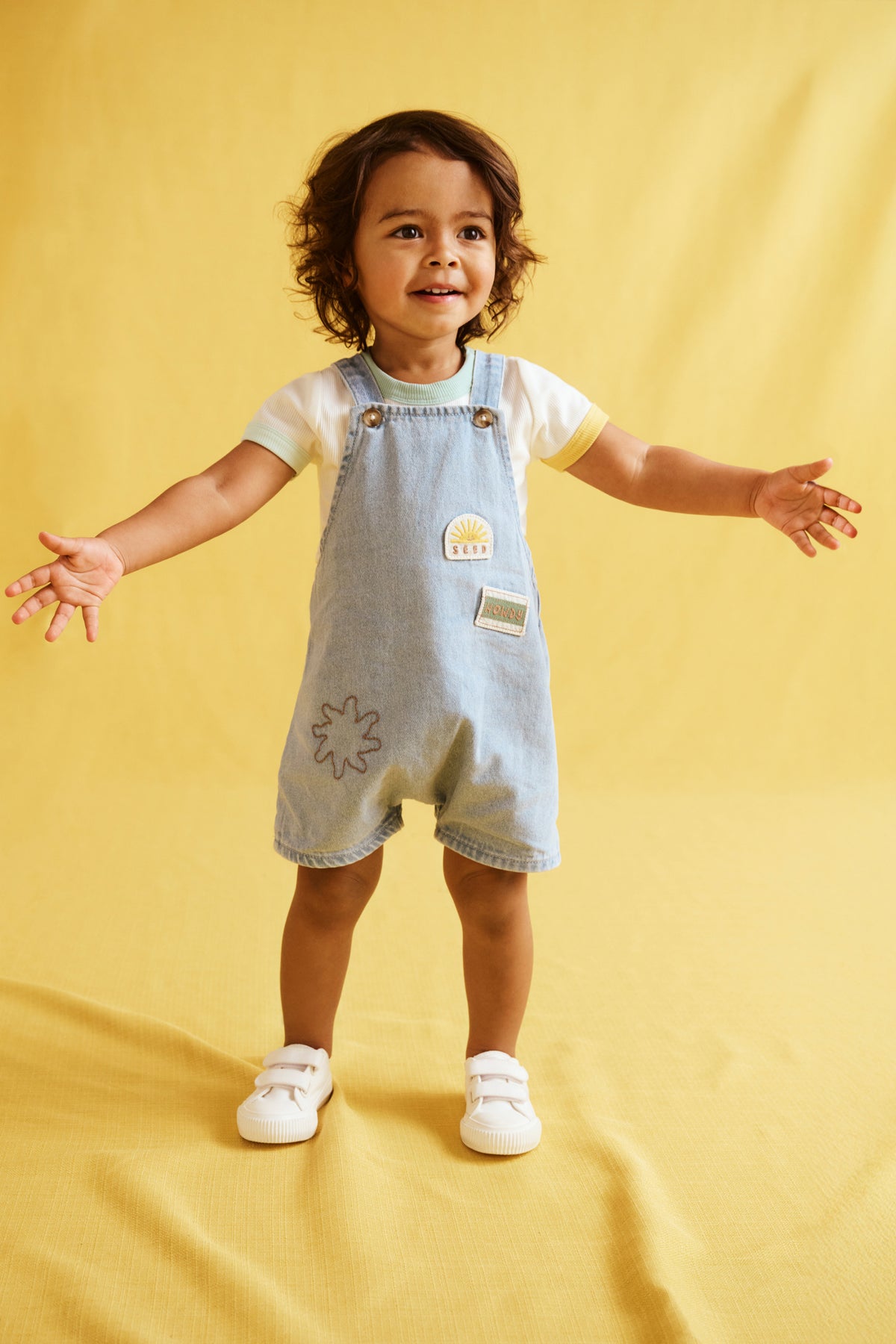 Patched Denim Overall