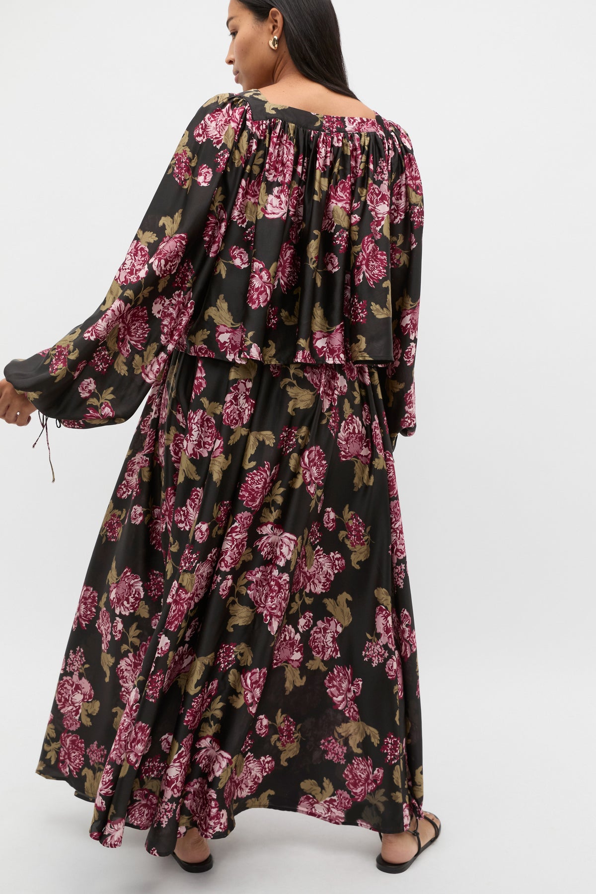 Silk Floral Square Neck Blouse