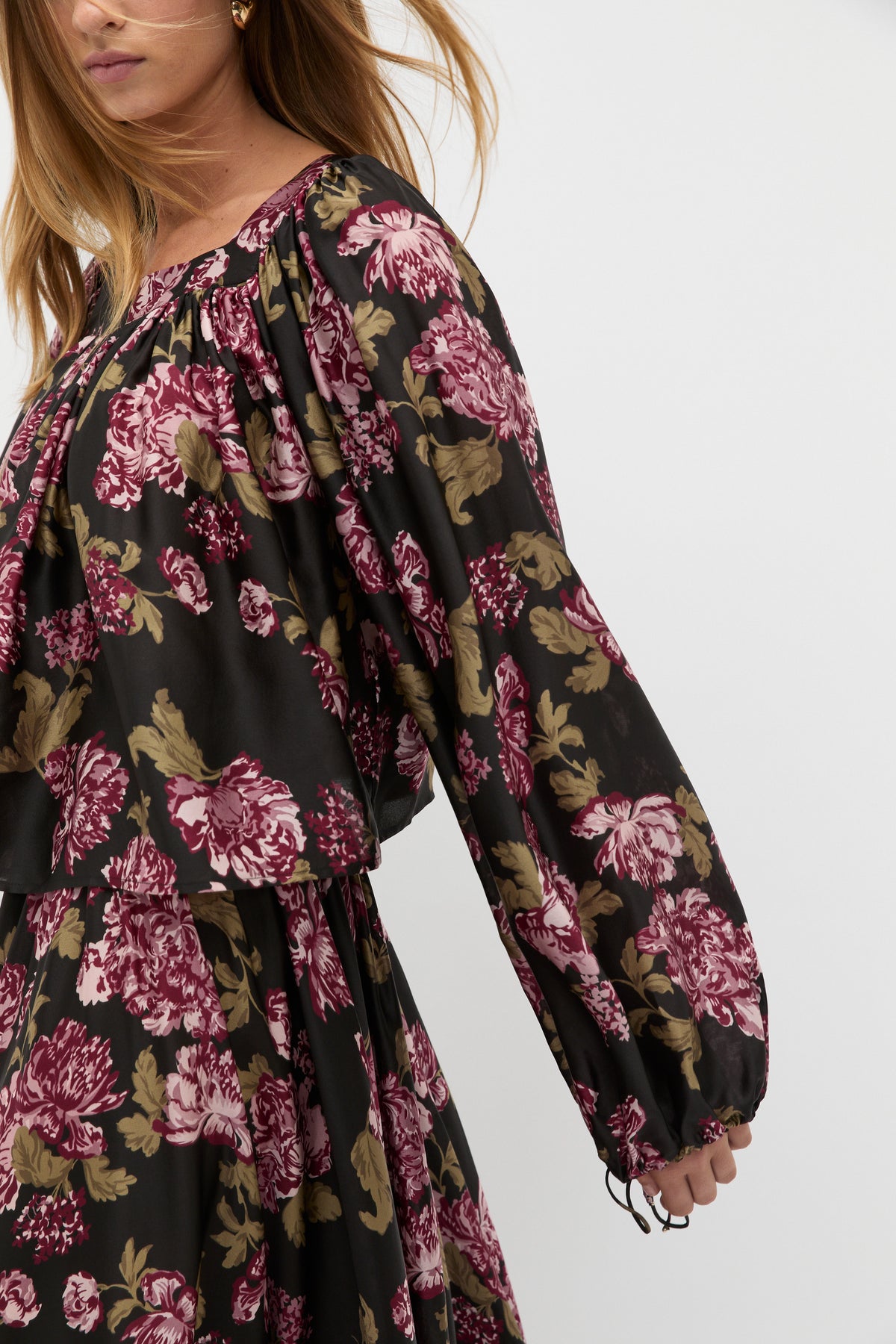 Silk Floral Square Neck Blouse