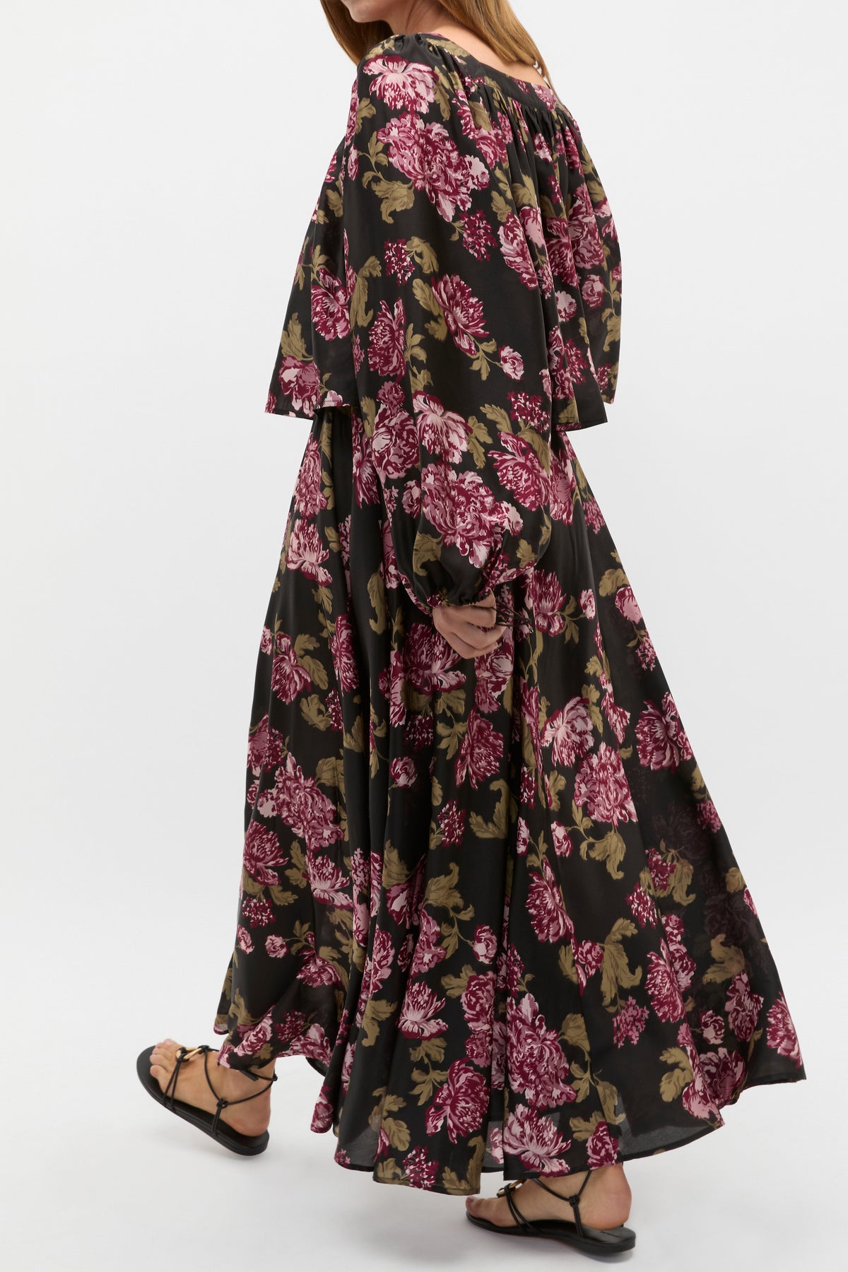 Silk Floral Square Neck Blouse