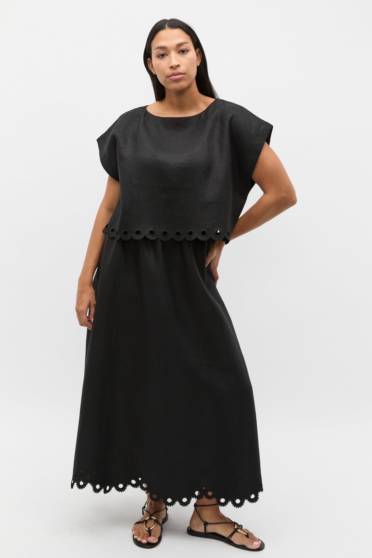 Linen Embroidered Tee