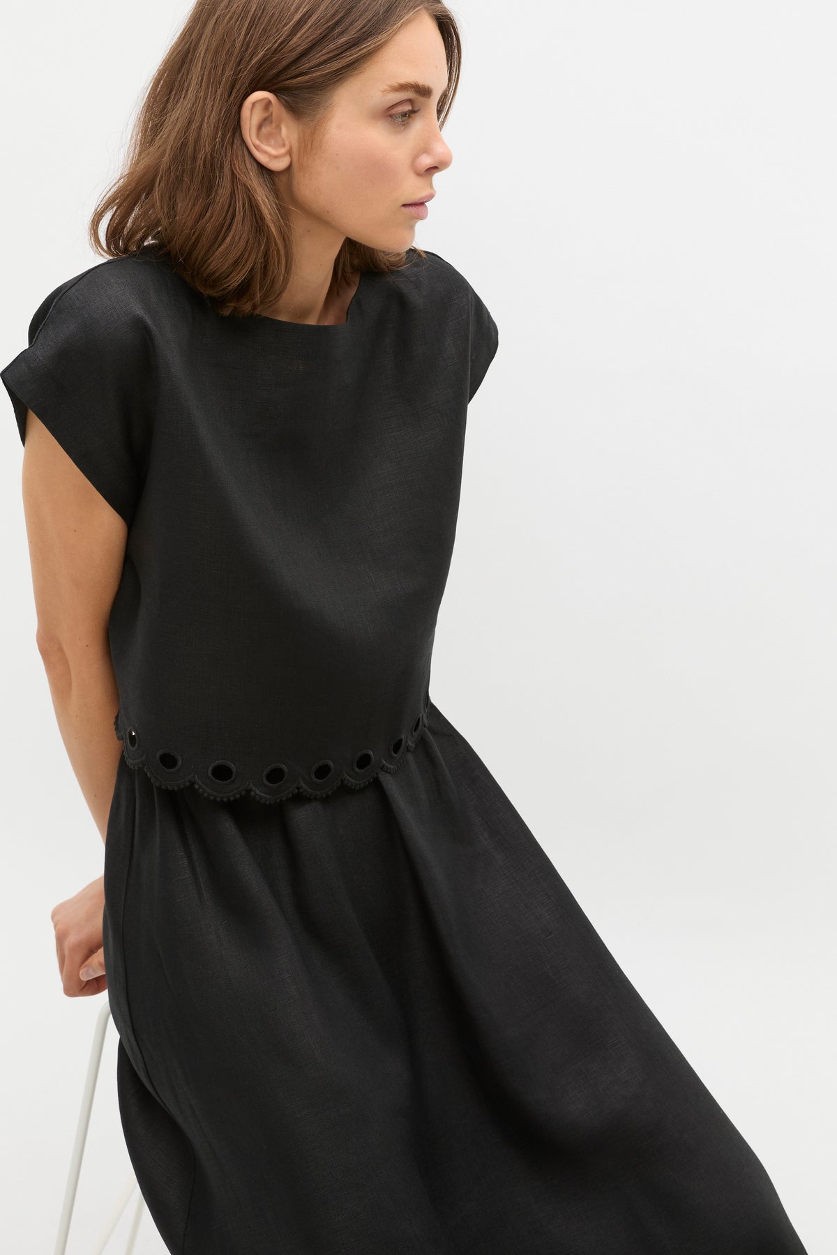 Linen Embroidered Tee