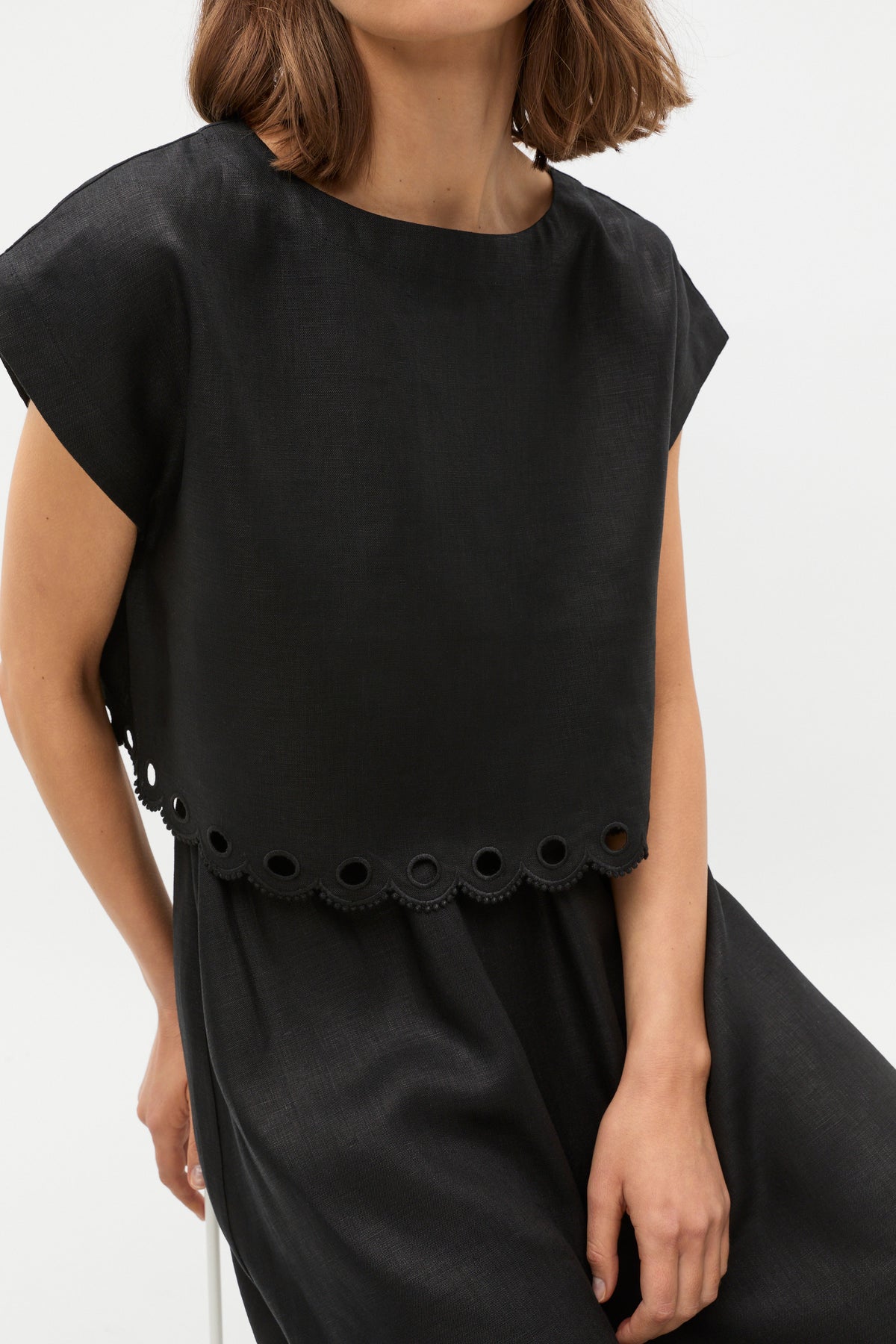 Linen Embroidered Tee