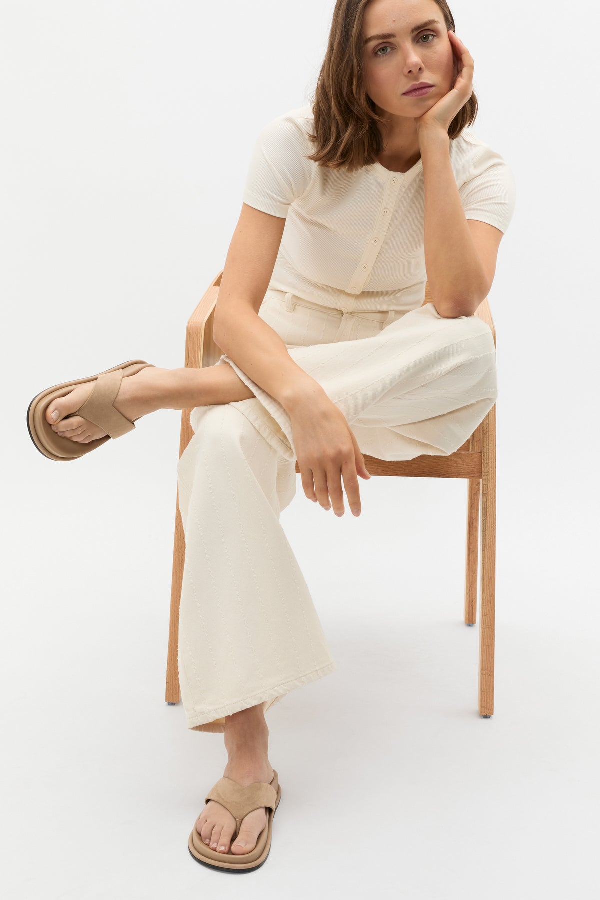 Rib Button Through Top
