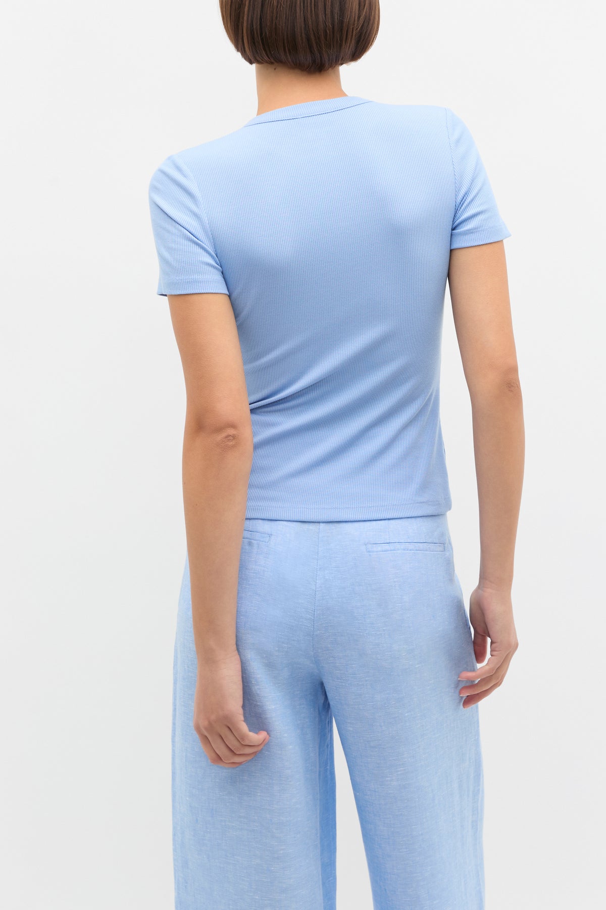 Rib Button Through Top