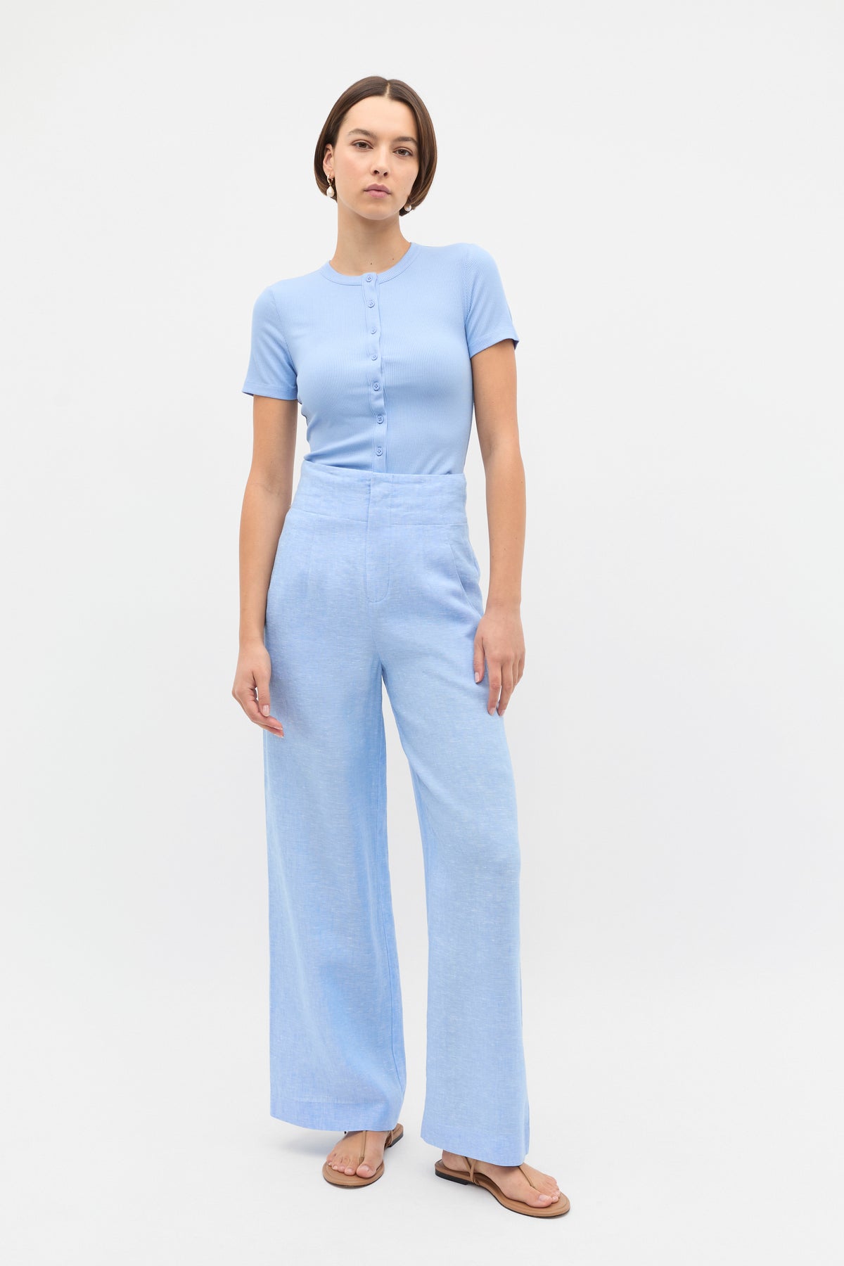 Rib Button Through Top