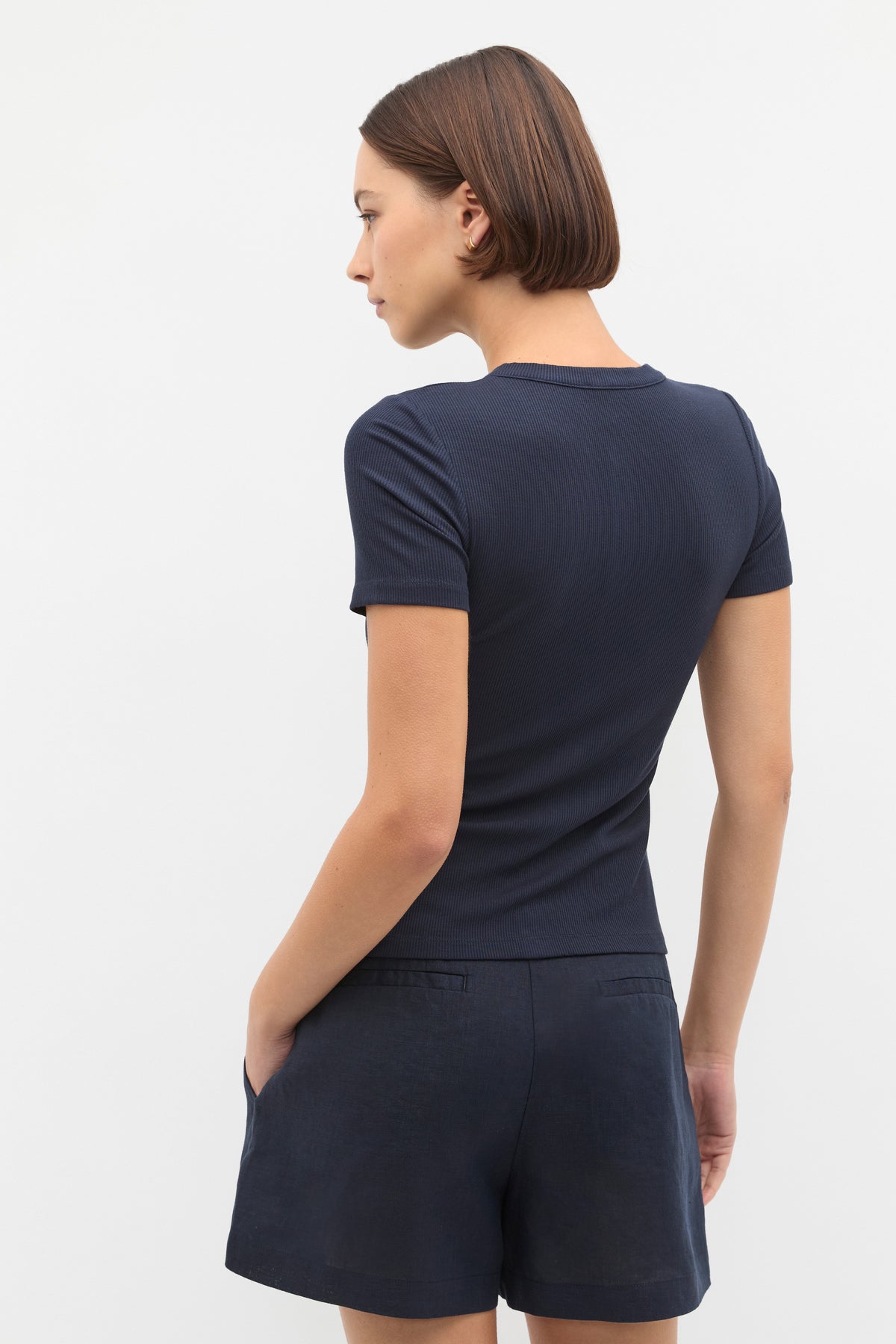 Rib Button Through Top