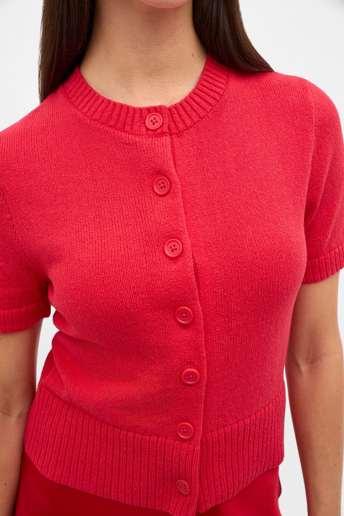 Textured Cotton Blend Cardigan