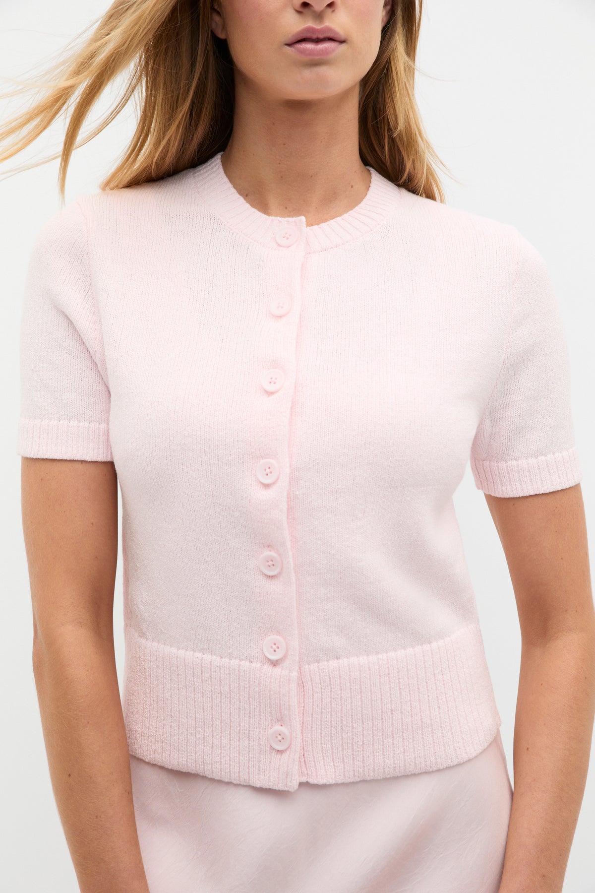 Textured Cotton Blend Cardigan