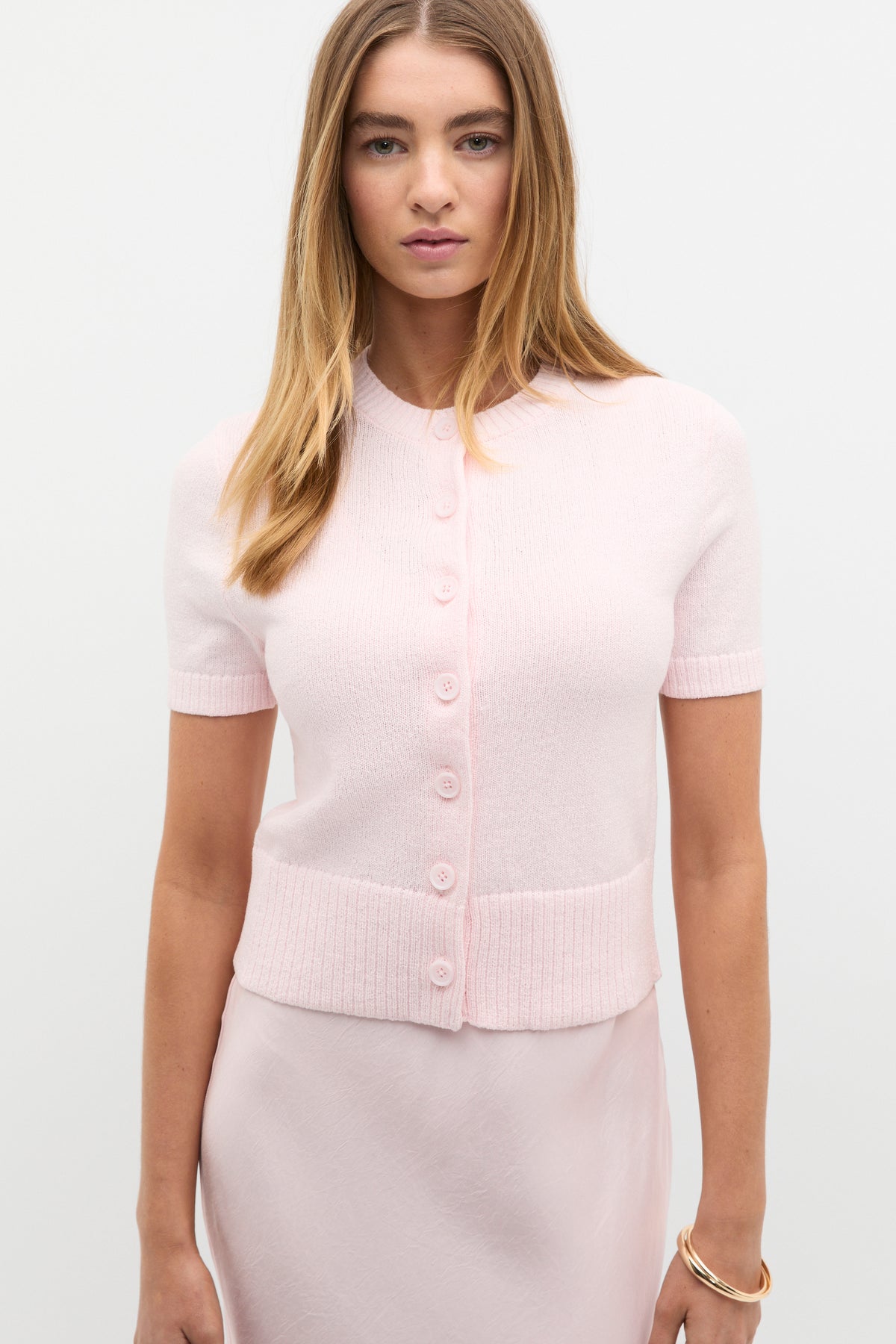Textured Cotton Blend Cardigan