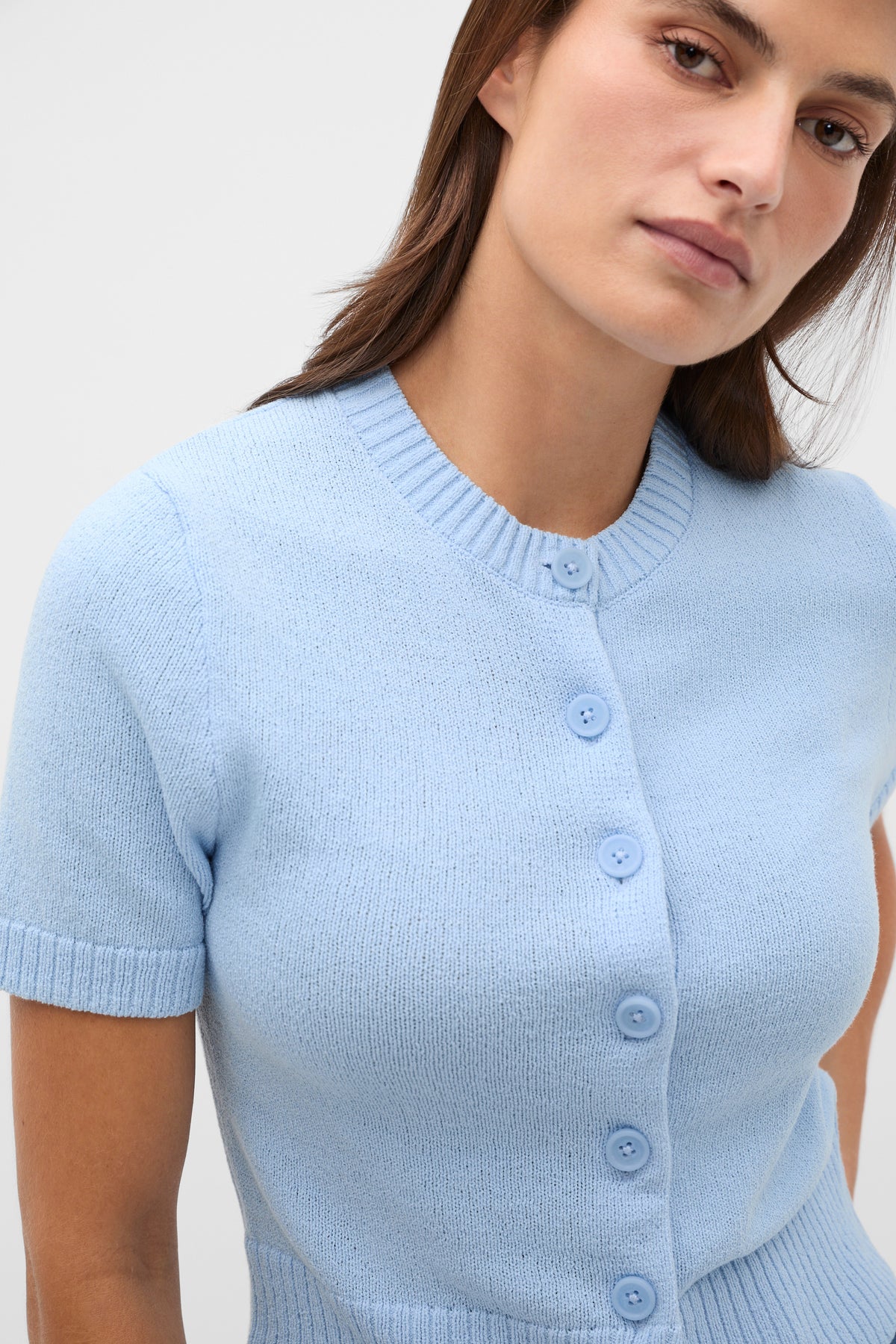 Textured Cotton Blend Cardigan