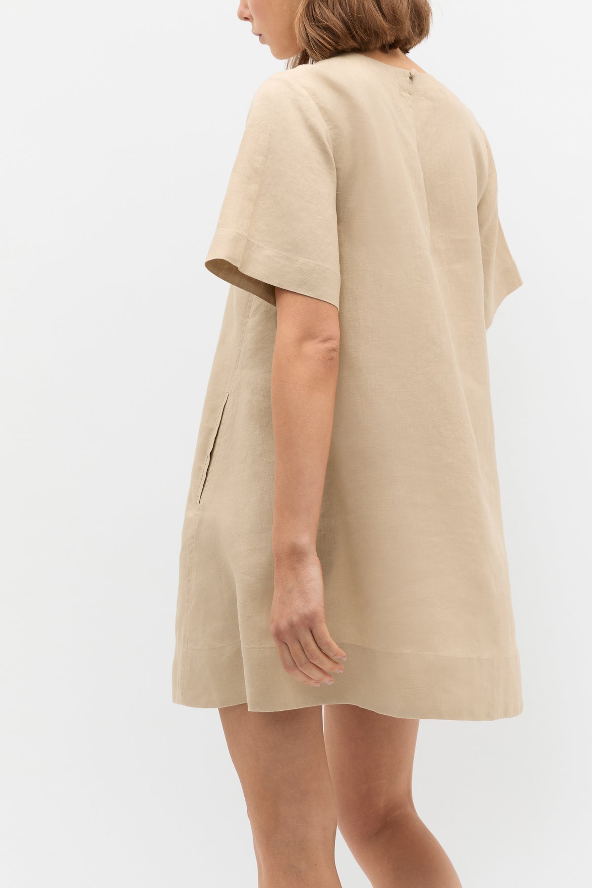 Linen Short Sleeve Mini Dress