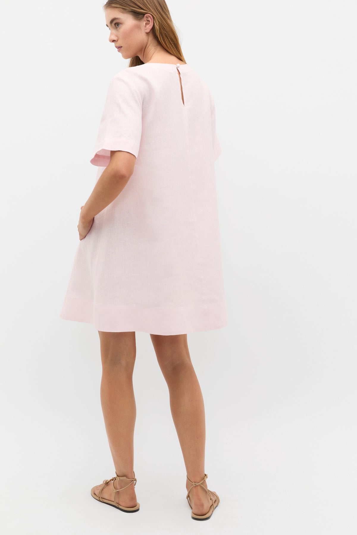 Linen Short Sleeve Mini Dress