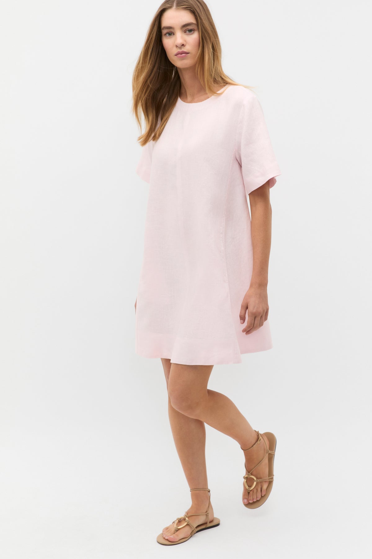 Linen Short Sleeve Mini Dress