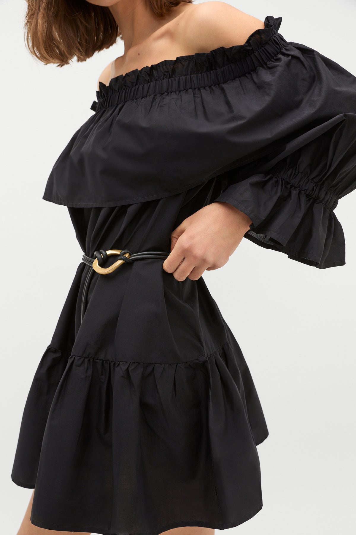 Voile Off Shoulder Ruffle Dress