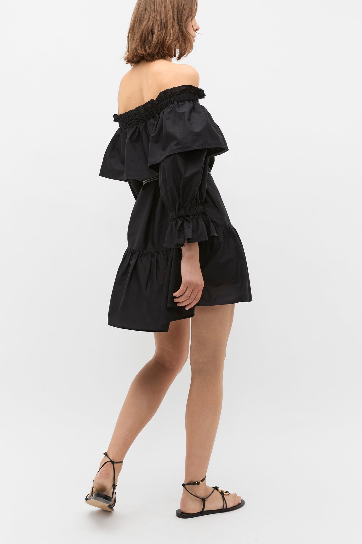 Voile Off Shoulder Ruffle Dress