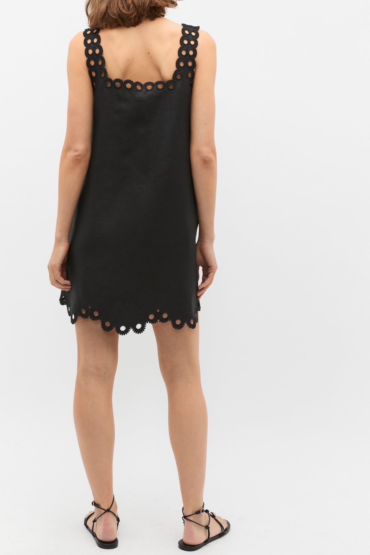 Linen Embroidered Mini Dress