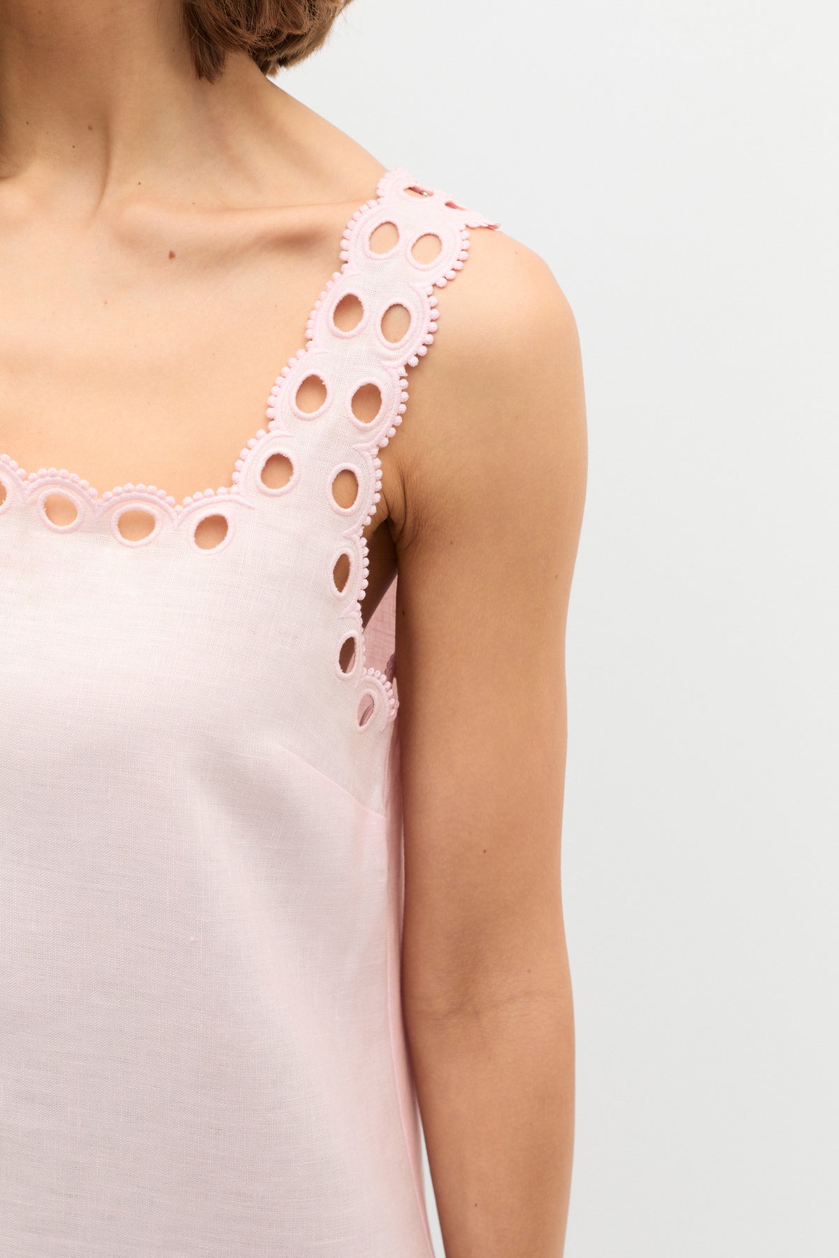 Linen Embroidered Mini Dress