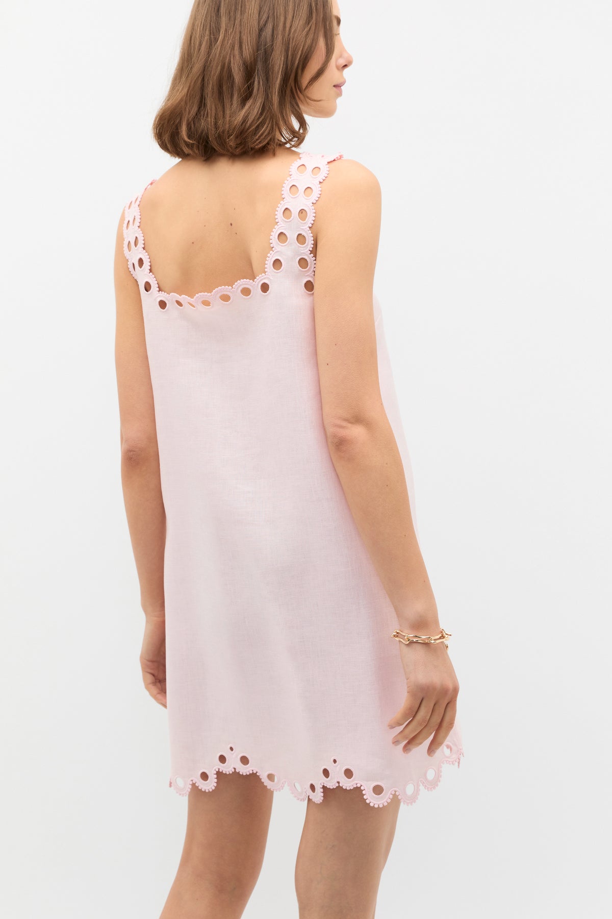 Linen Embroidered Mini Dress