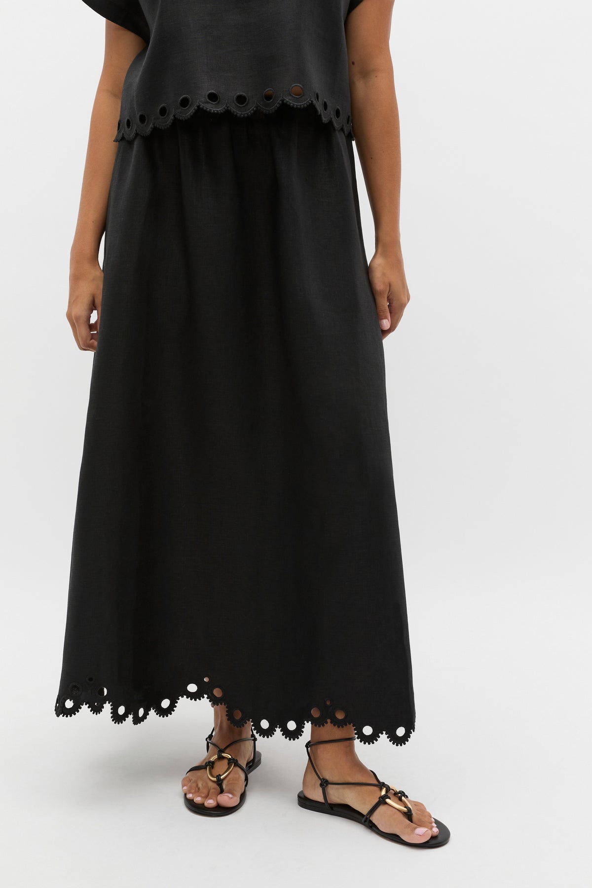 Linen Embroidered Skirt