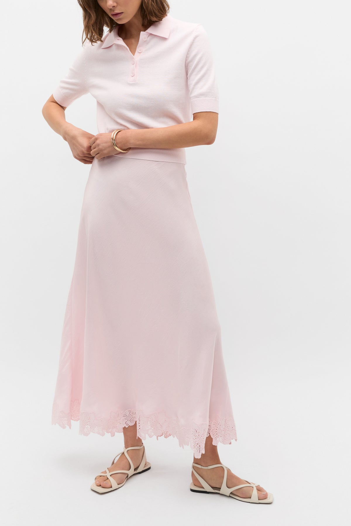 Crinkled Satin Skirt