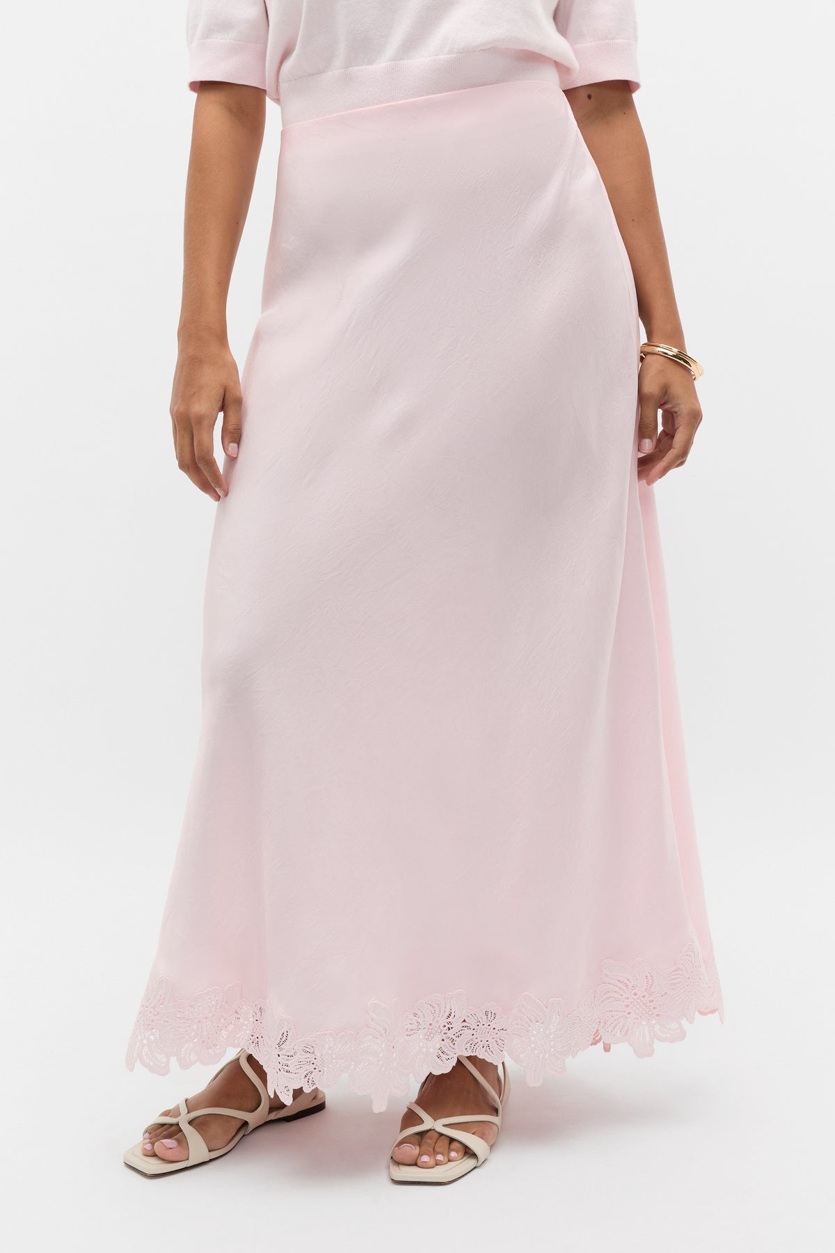 Crinkled Satin Skirt