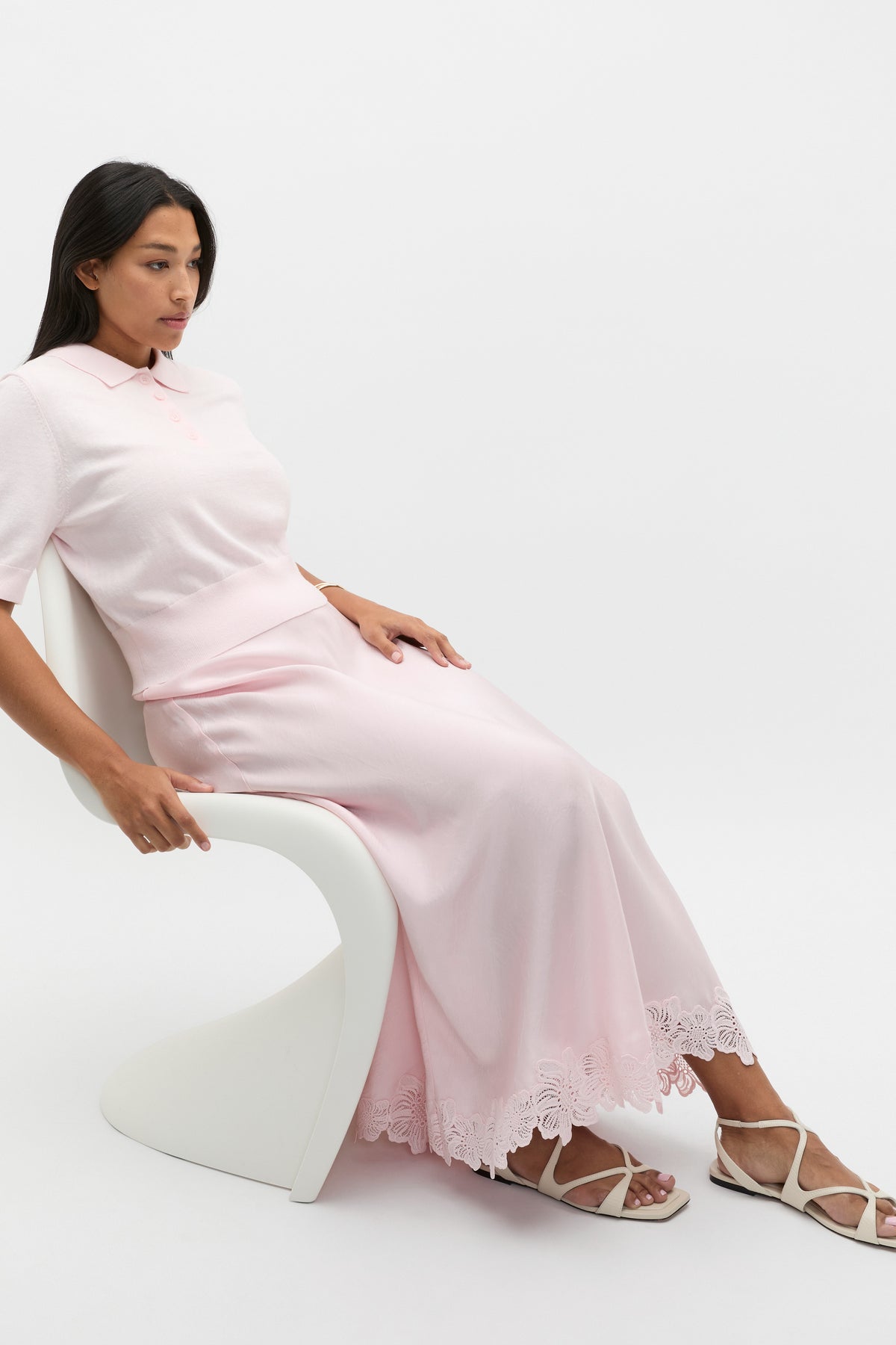 Crinkled Satin Skirt