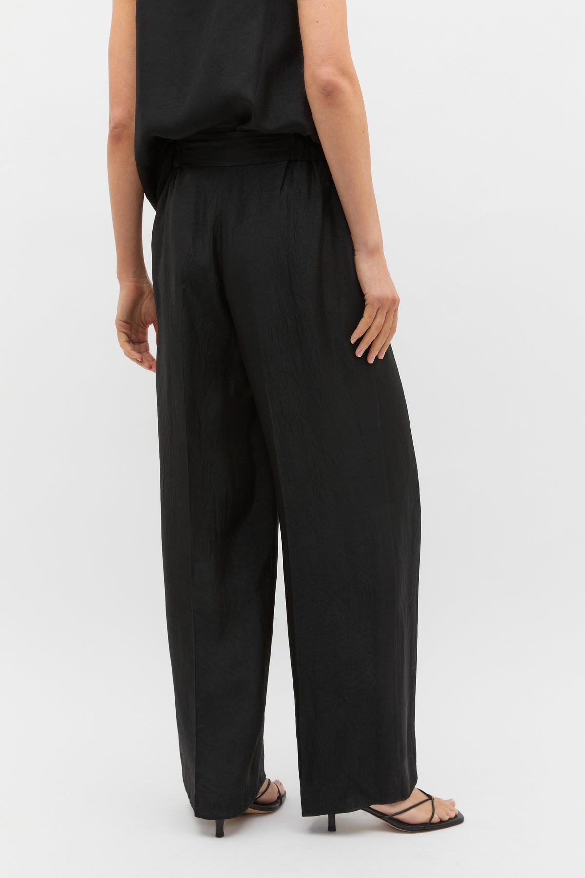 Crinkled Satin Palazzo Pant