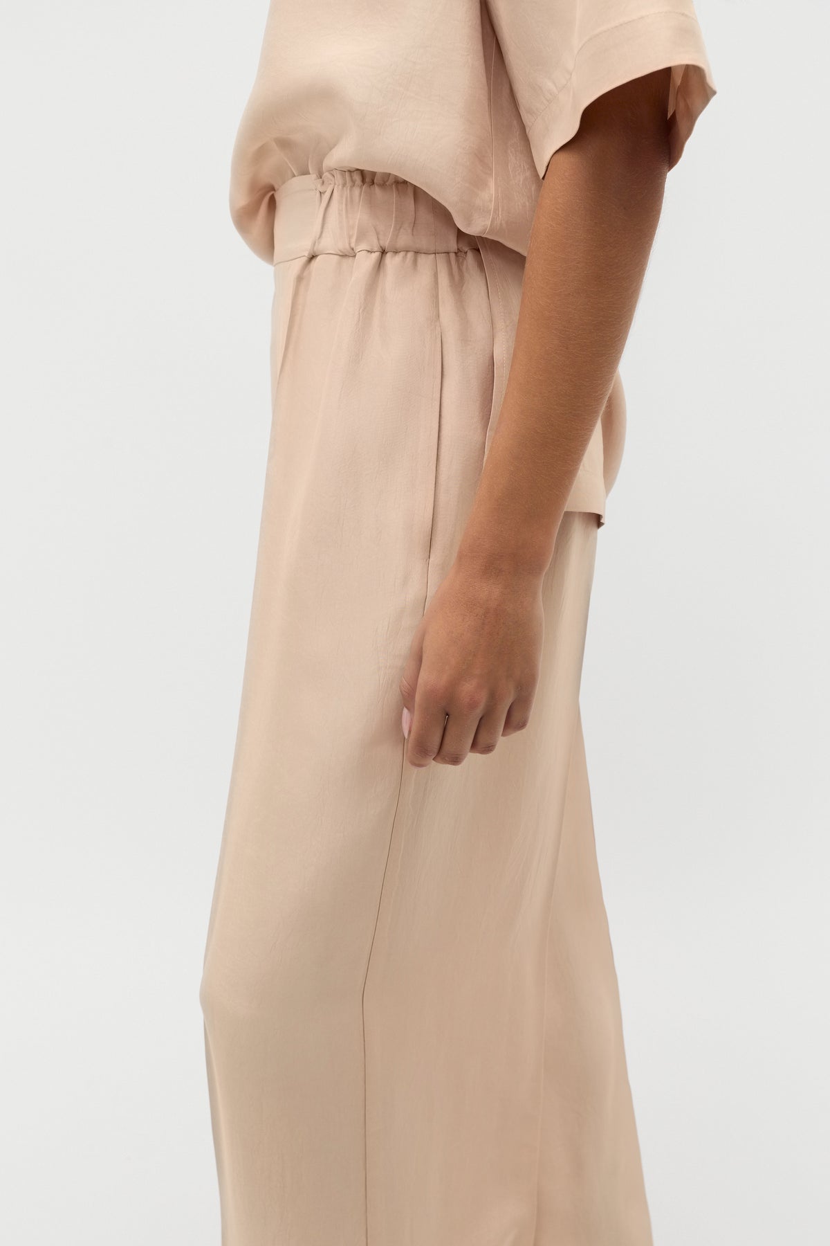 Crinkled Satin Palazzo Pant
