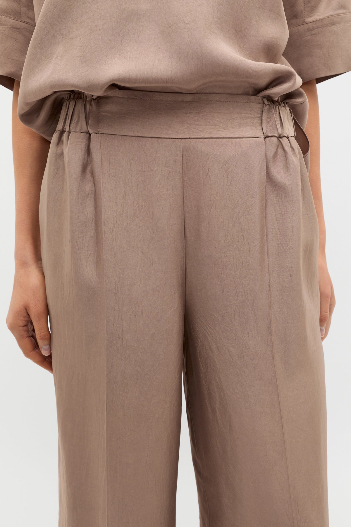 Crinkled Satin Palazzo Pant