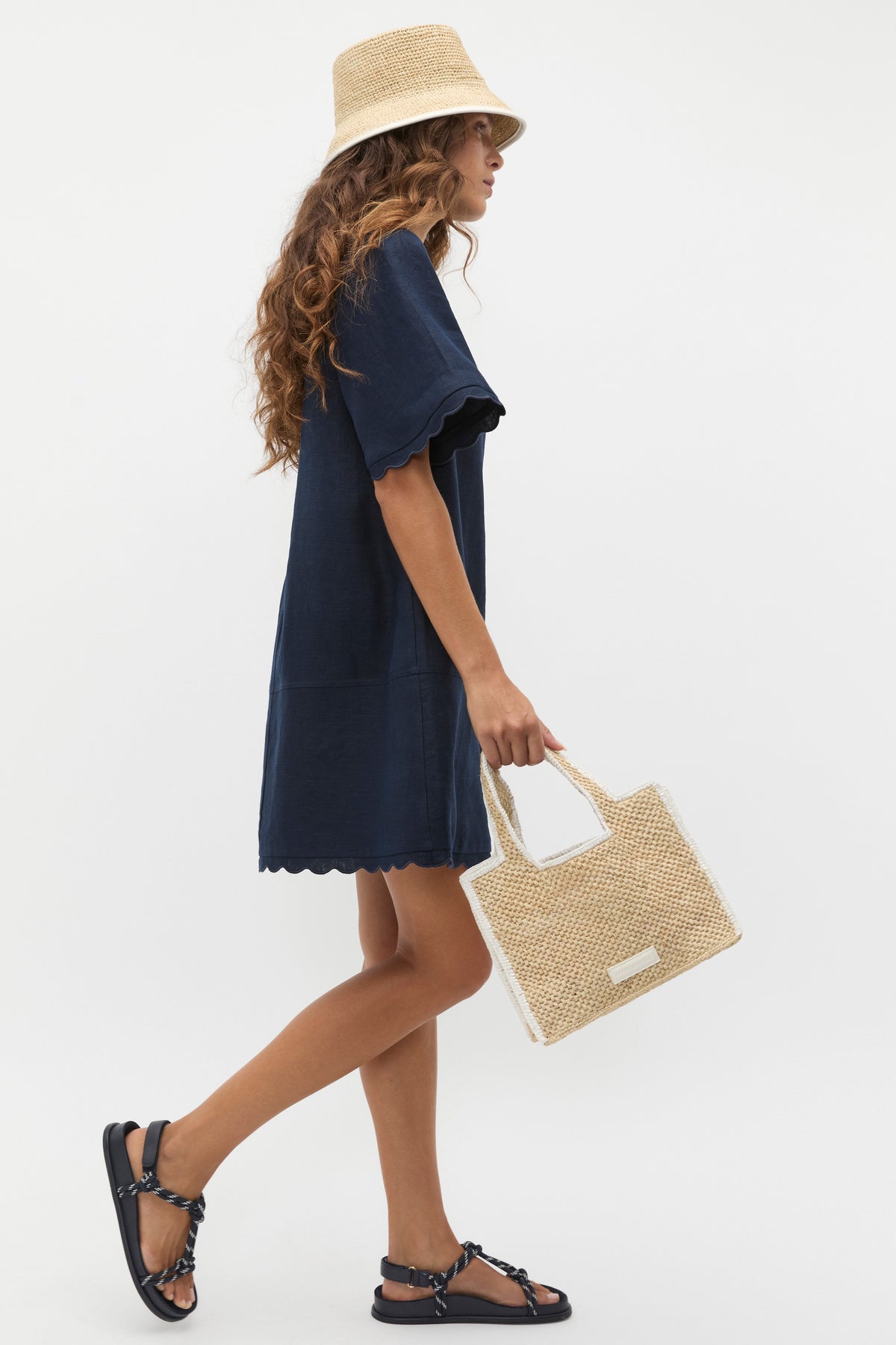 Trim Detail Raffia Bucket Hat