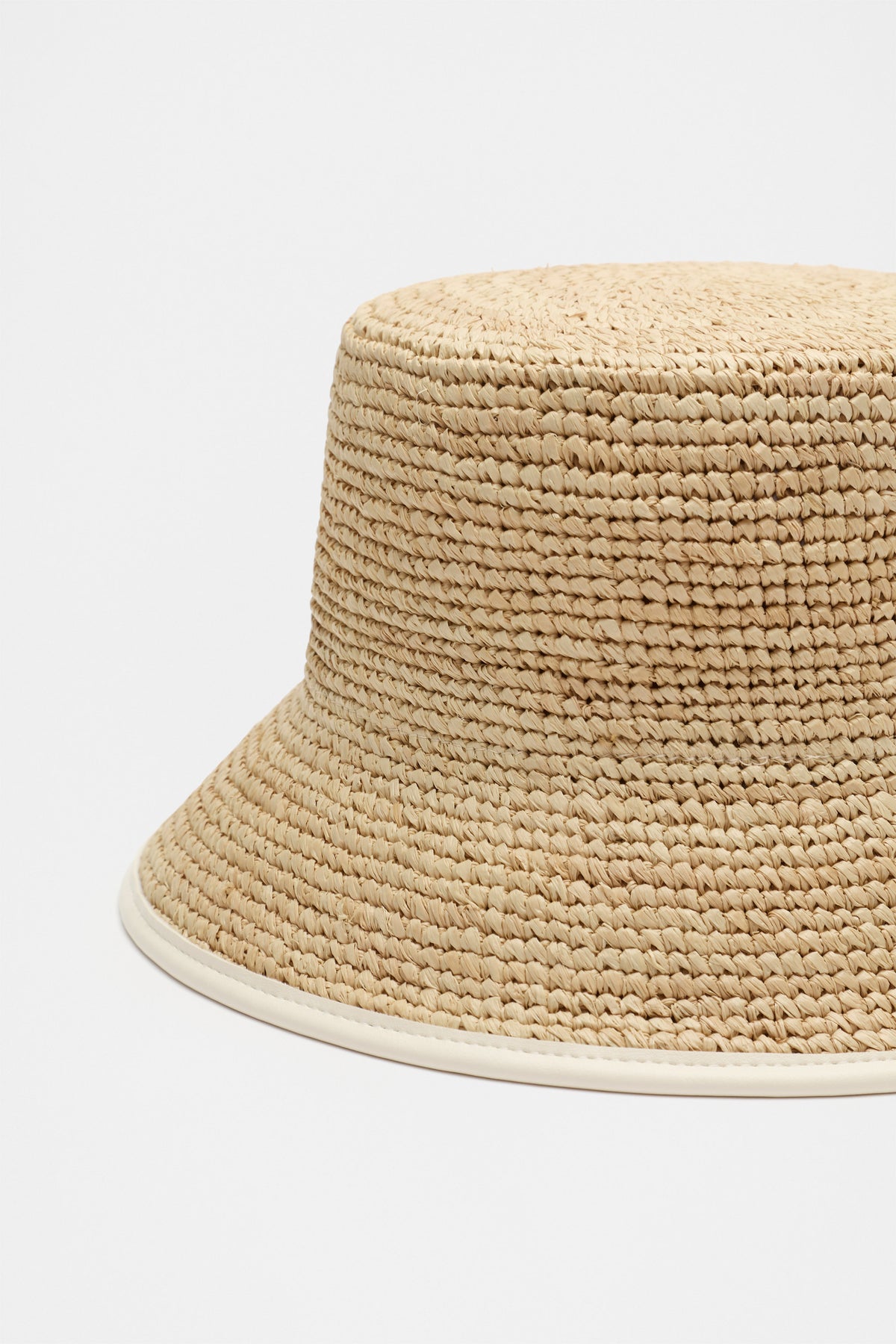 Trim Detail Raffia Bucket Hat