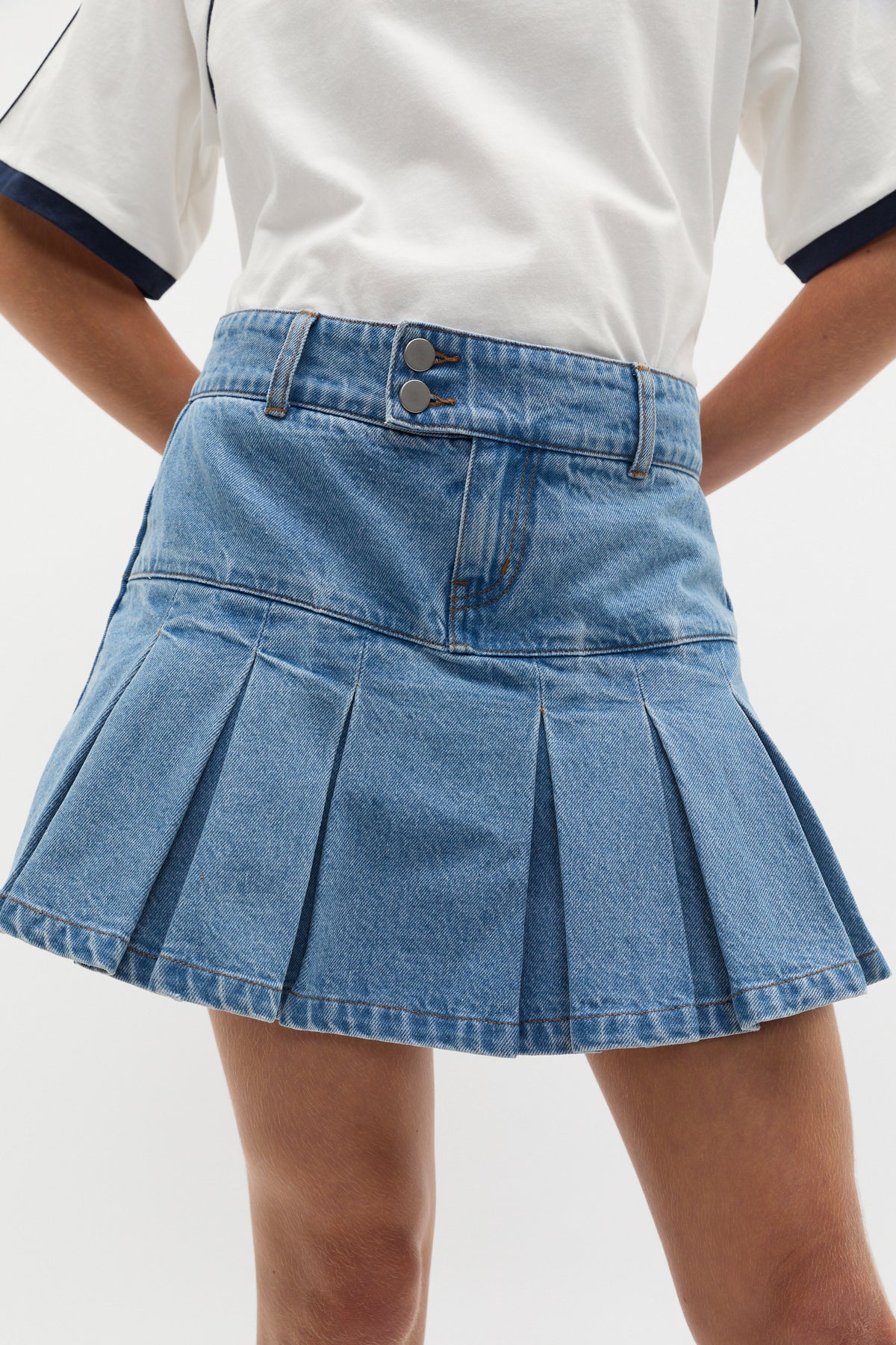 Pleat Denim Skort