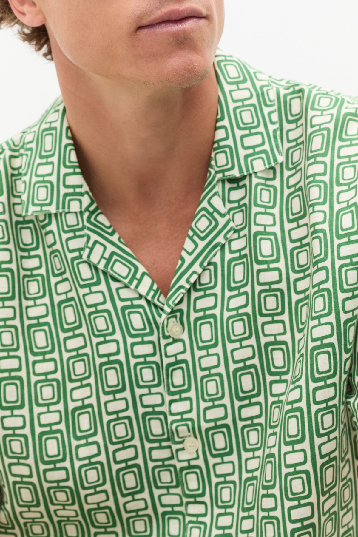 SS Geo Print Lin Shirt