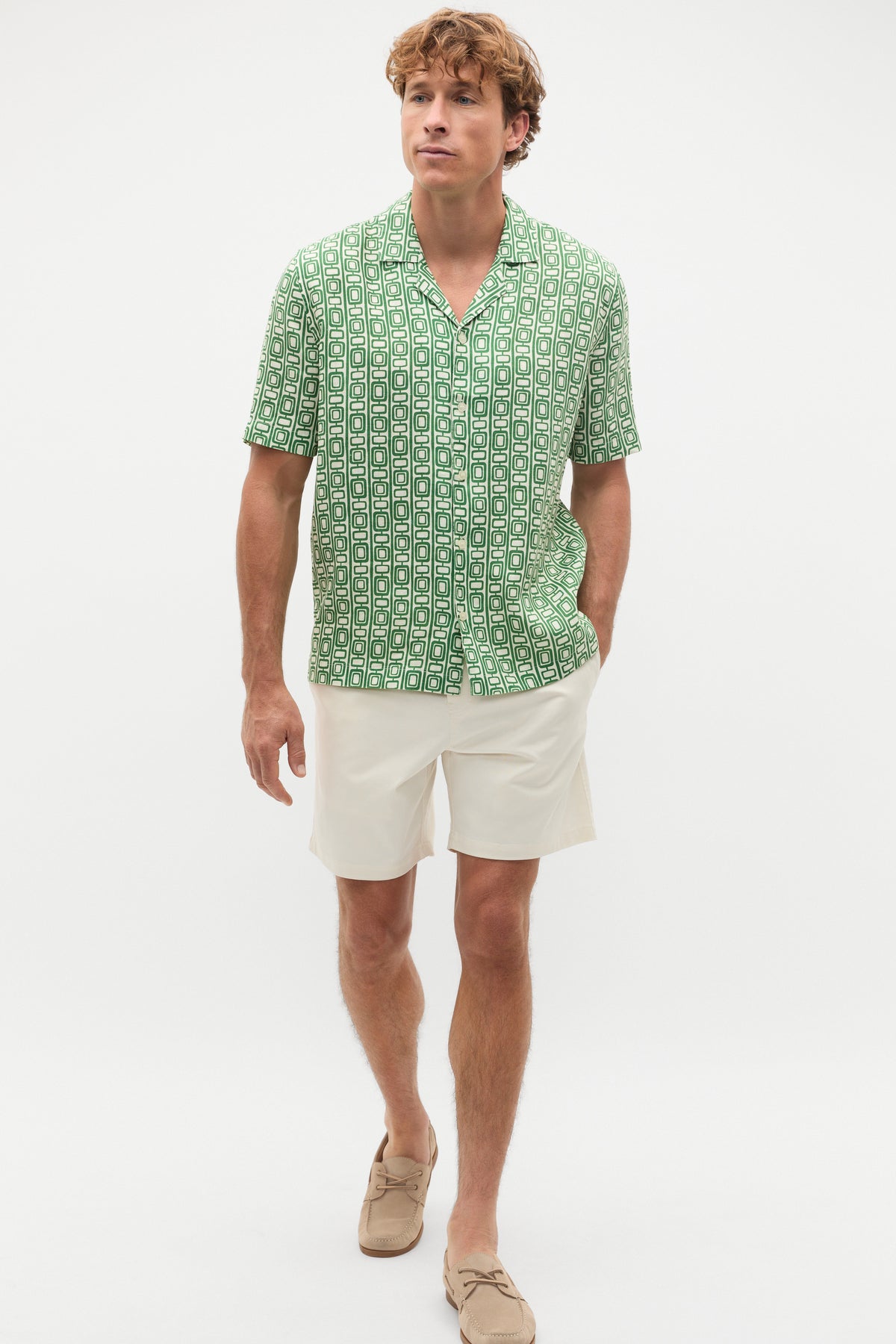 SS Geo Print Lin Shirt