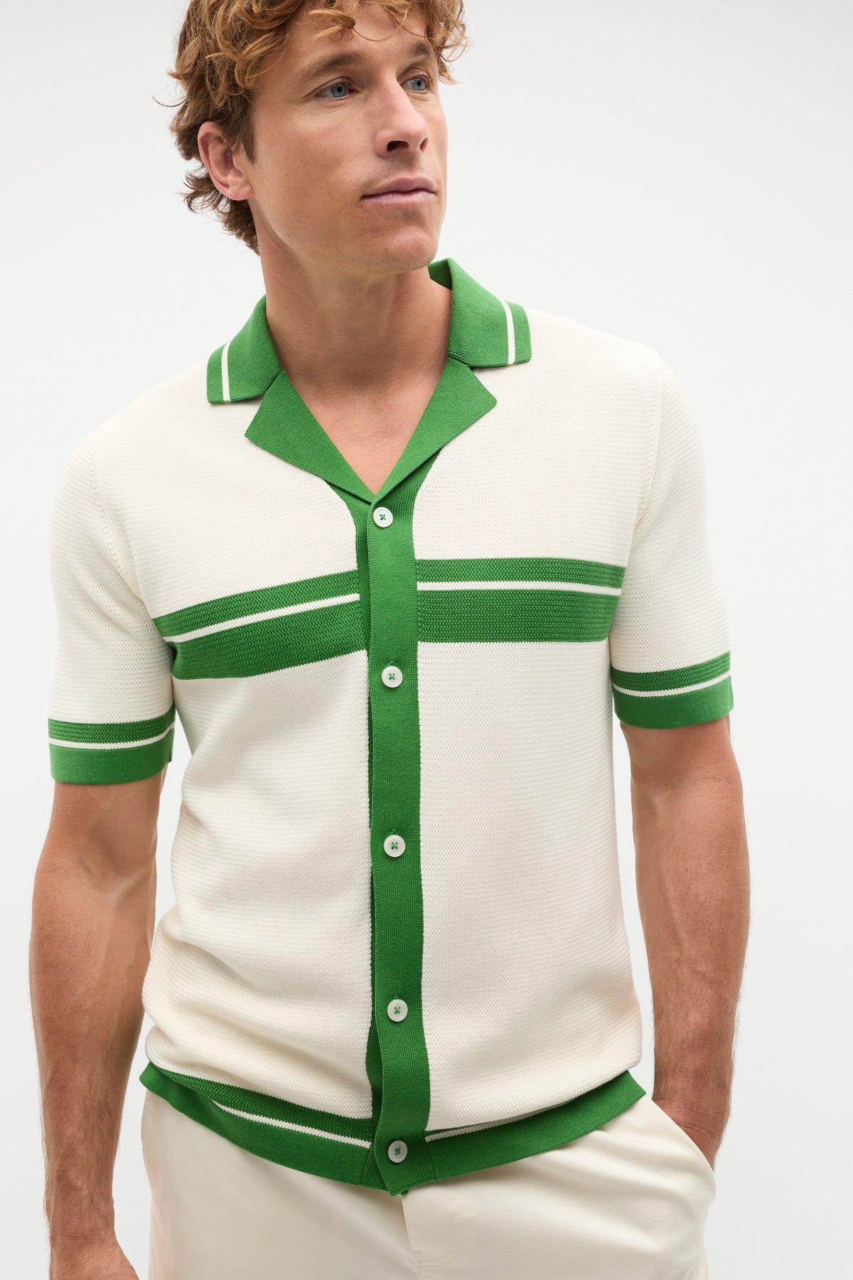 Contrast Trim Knit Shirt