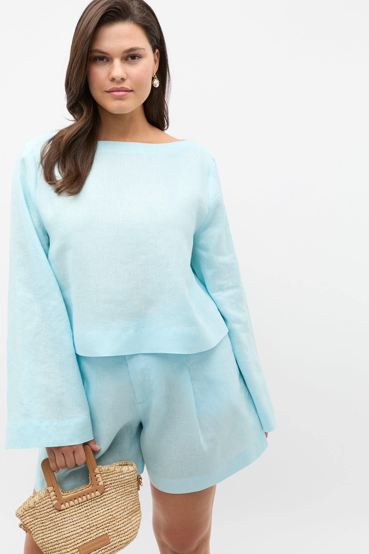 Linen Boat Neck Top