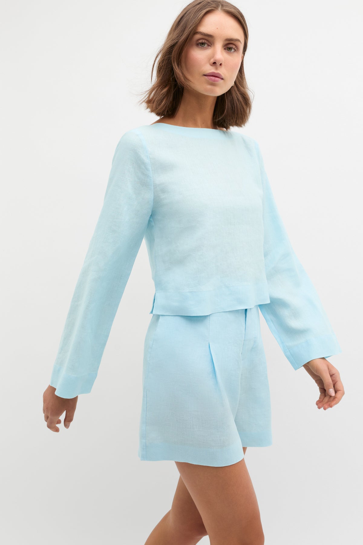 Linen Boat Neck Top