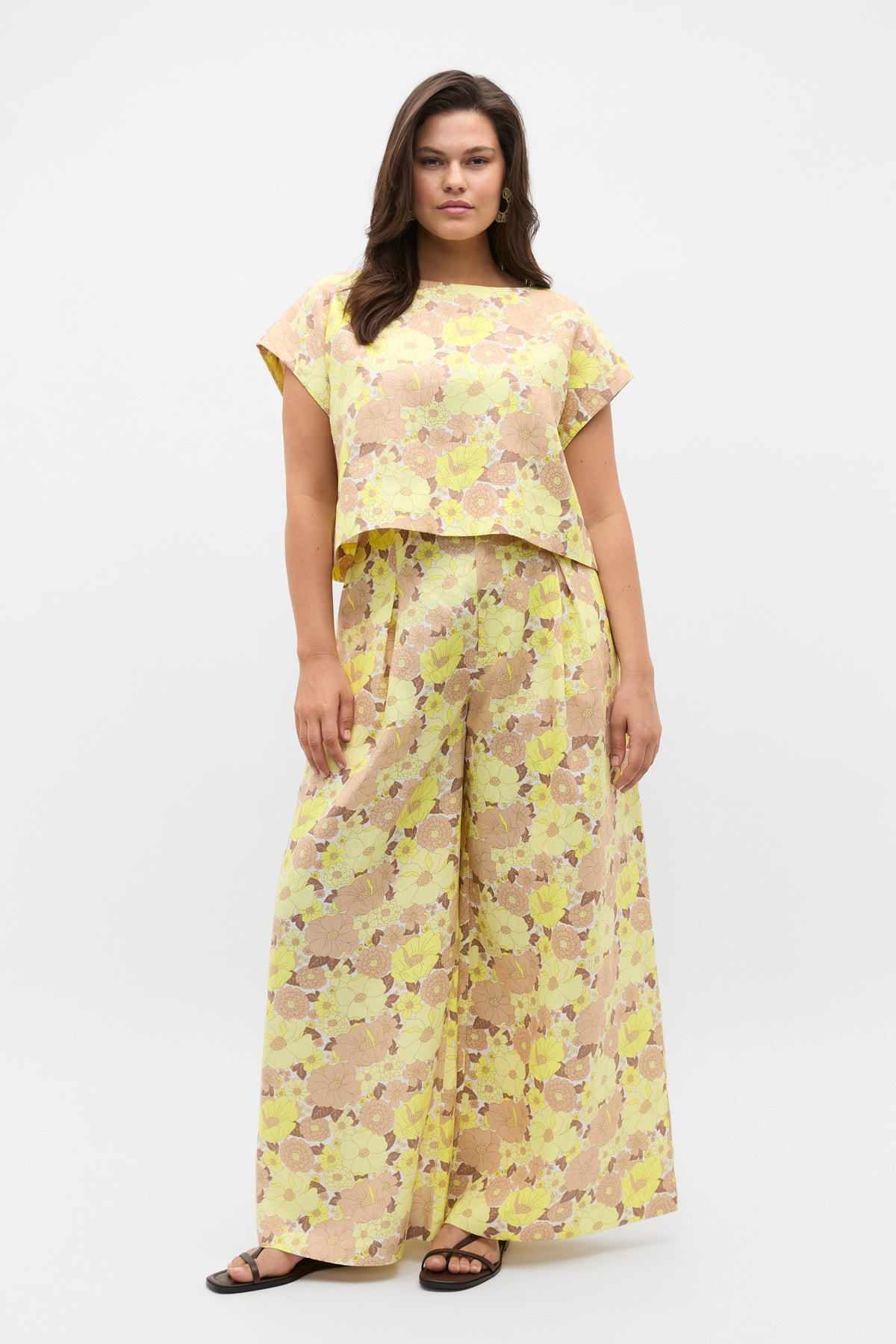 Linen Vintage Floral Boxy Top